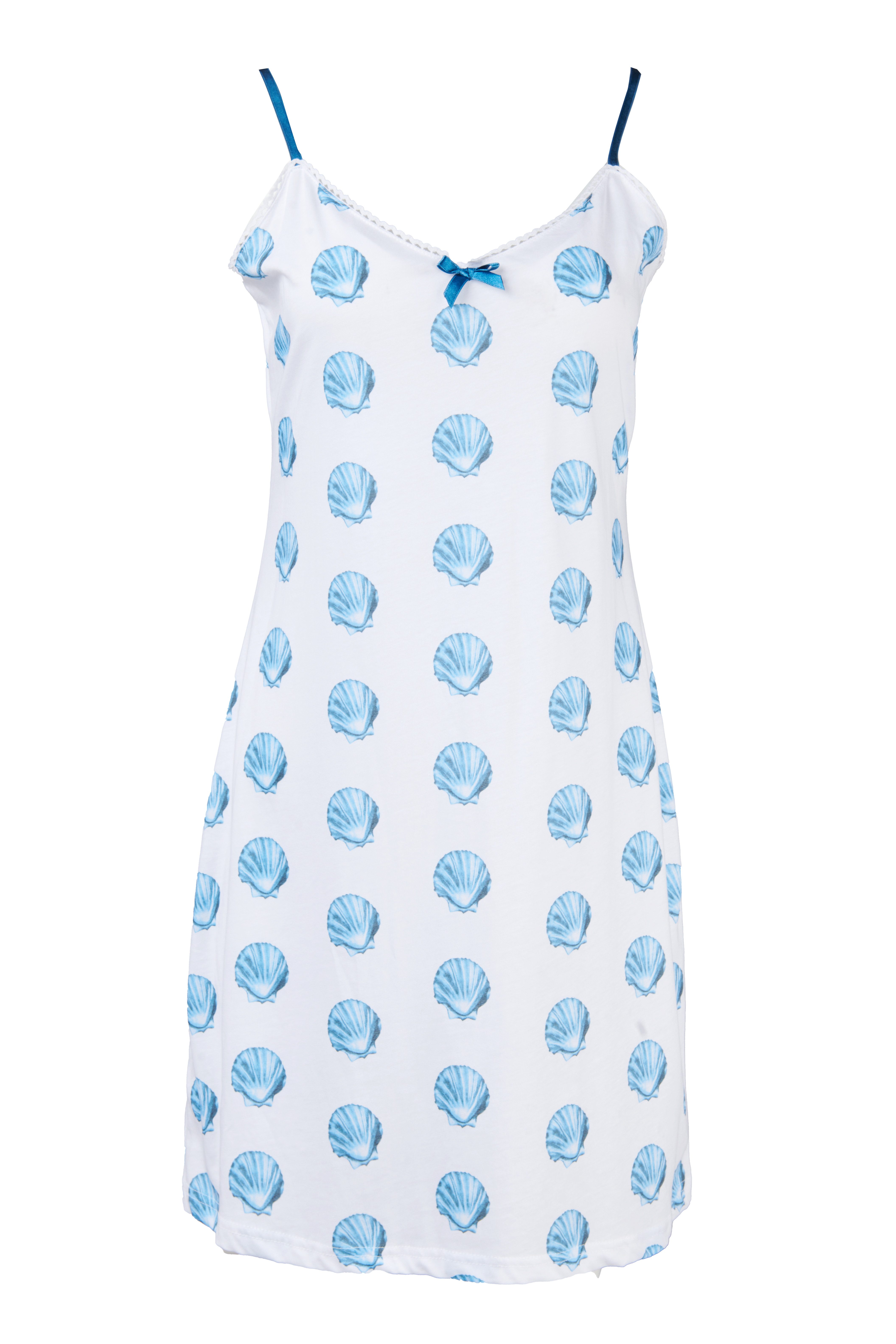 Louis & Louisa Nachthemd Damen Nachtkleid Träger "Lust auf Meer", Muscheln allover
