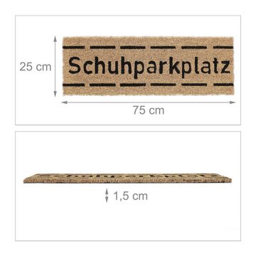 Fußmatte Kokos Fußmatte Schuhparkplatz schmal, relaxdays, Höhe: 15 mm