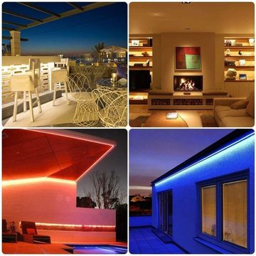 LETGOSPT LED Stripe 5m/2m LED Stripe RGB Leiste 5050 SMD Band Lichterkette, Dimmbar mit IR Fernbedienung