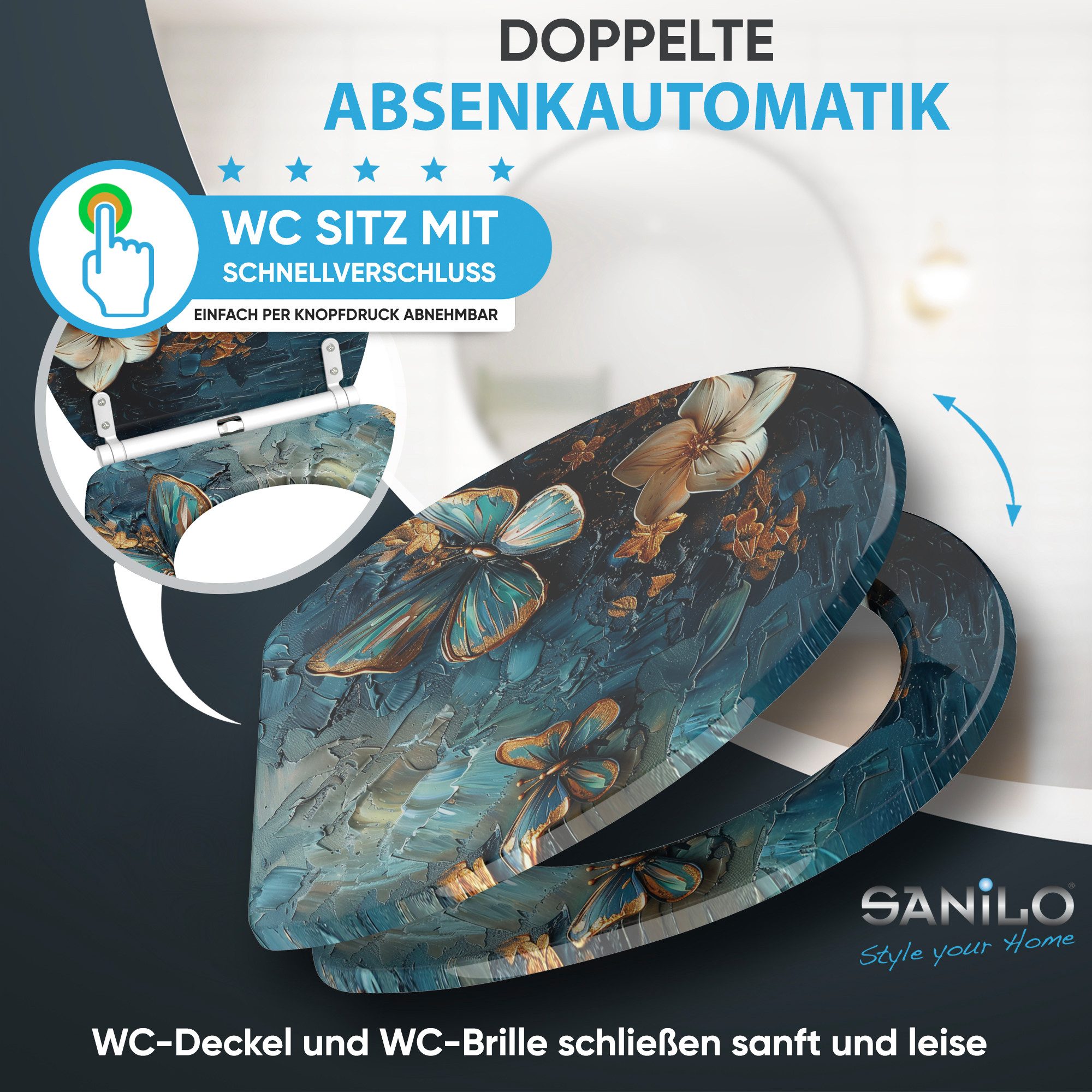 Sanilo WC-Sitz mit Absenkautomatik & Top Fix in vielen Designs, hochwertig, abnehmbar, leichte Montage von oben, mit Schraubenzieher – Bild 3 von 5