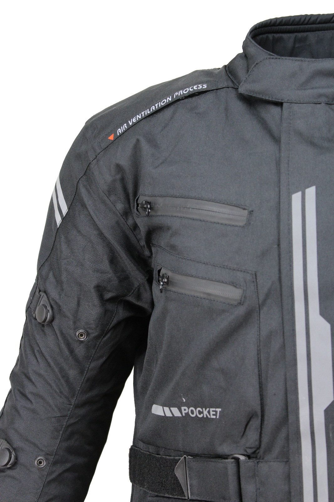 Alpha Speeds Motorradjacke JET PRO, All-Saison Motorradjacke inklusive Protektoren (2026) Abnehmbares Membran + Futter, 7 Belüftungen, 10 Taschen, in Schwarz