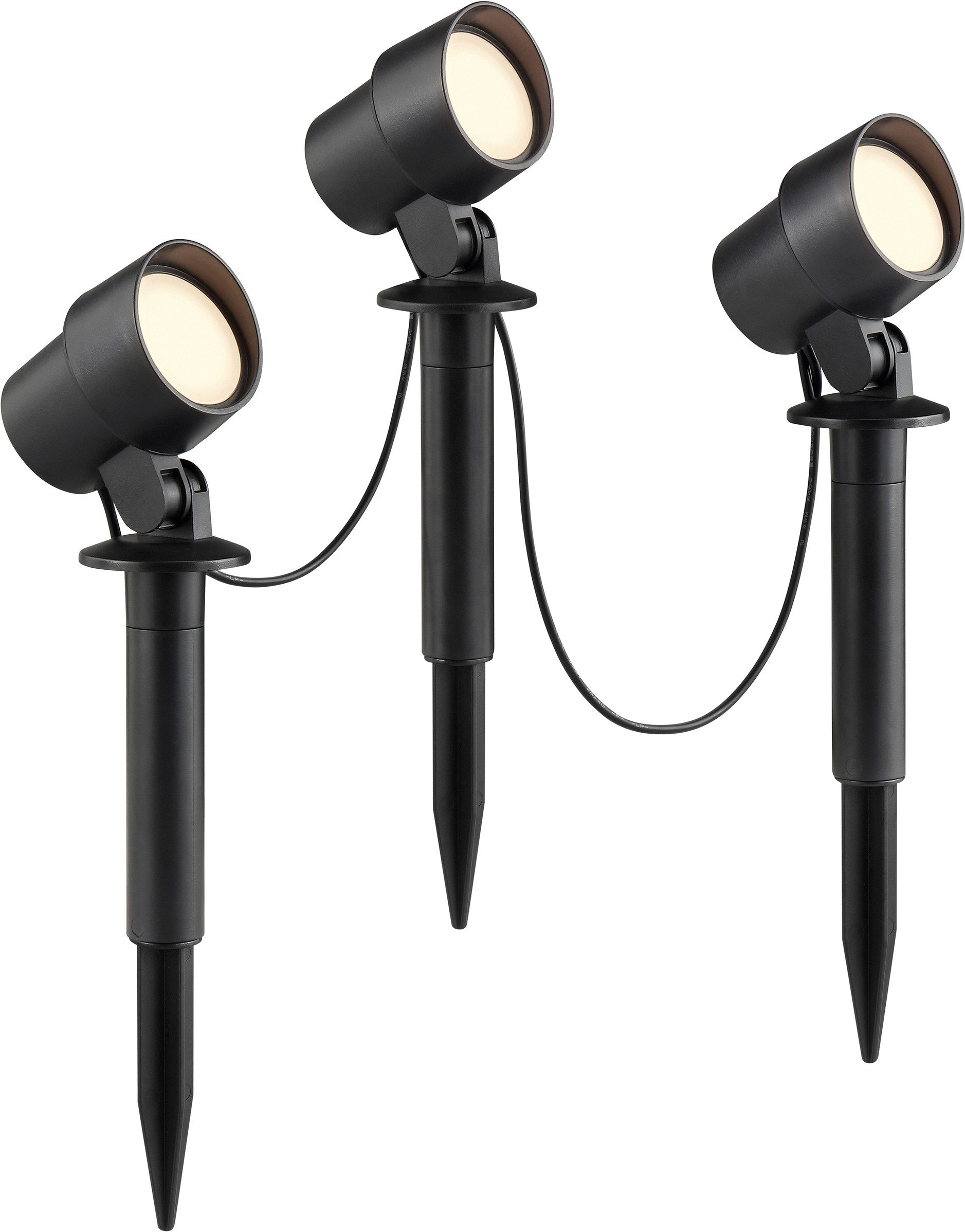 Brilliant Gartenstrahler Kamara, LED fest integriert, Warmweiß, LED Spieß 3er Set, 21 x 6 x 8 cm, 610 lm, 3000 K, Kunststoff, schwarz