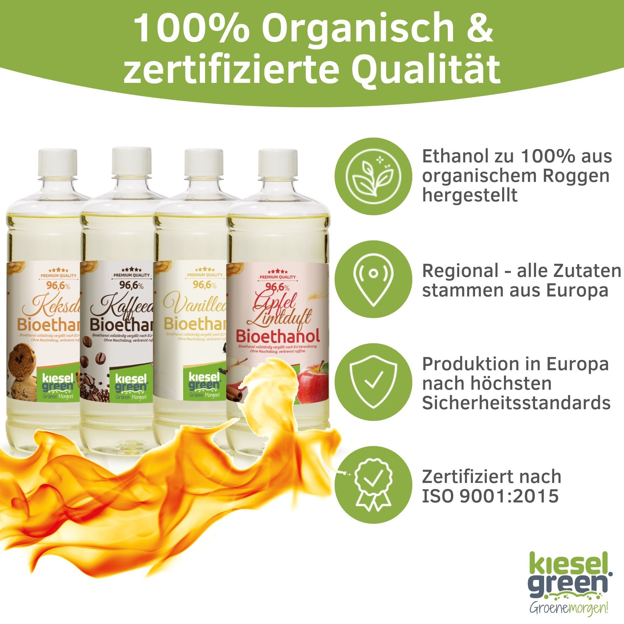 KieselGreen Bioethanol KieselGreen Bioethanol Flasche 12 x 1 Liter mit Duft für Ethanol-Kamin – Bild 3 von 5