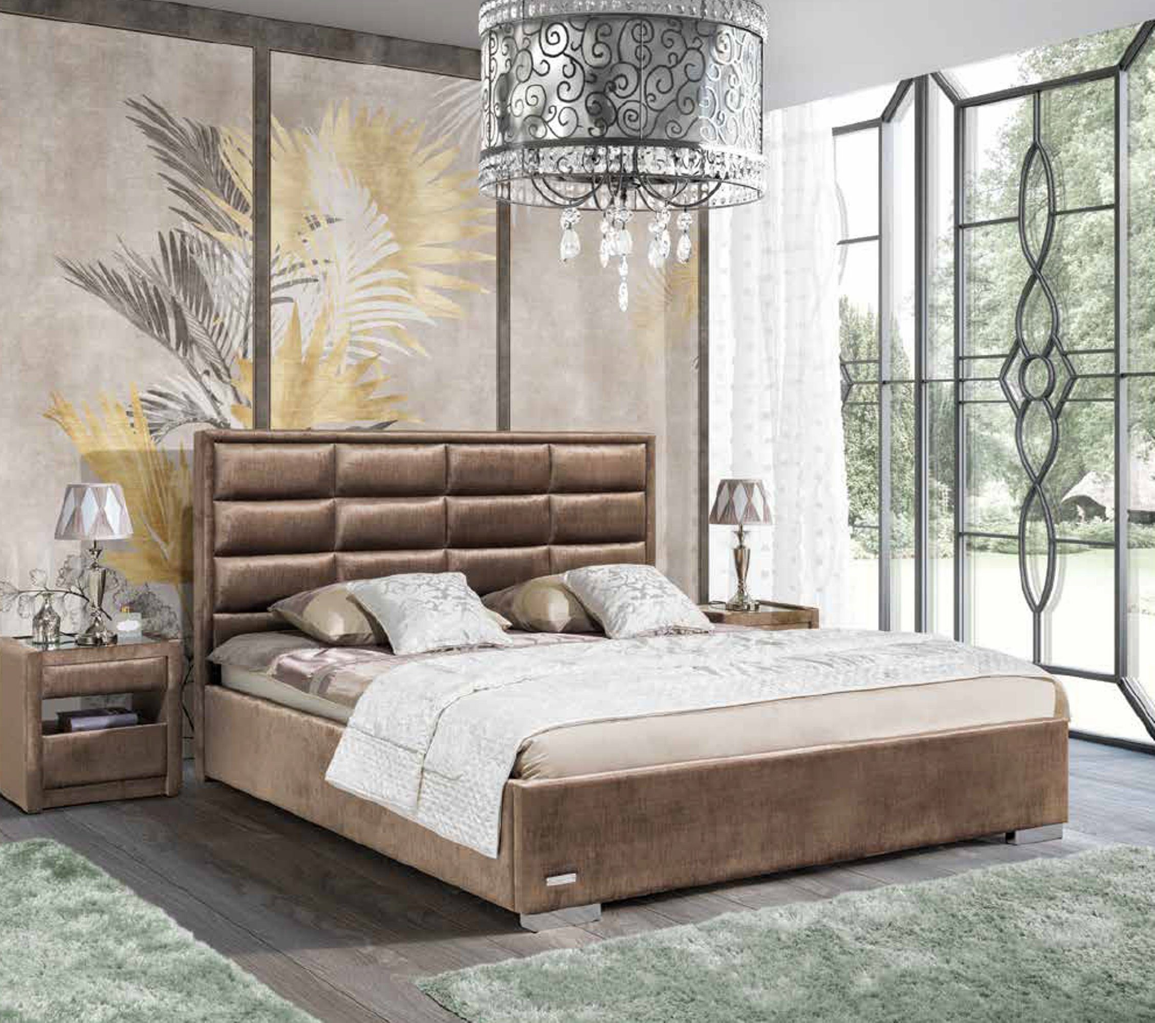 JVmoebel Bett »Designer Bett Schlafzimmer Betten Textil Hotel Luxus Polster  Samt Beige SOFORT« online kaufen | OTTO
