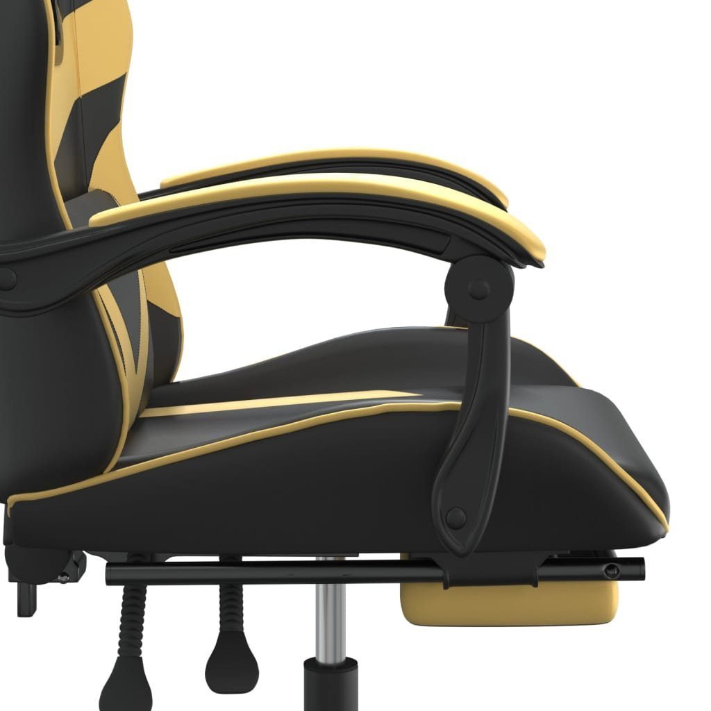 (1 Schwarz Gaming-Stuhl Golden Schwarz St) Golden Kunstleder vidaXL Fußstütze und | Golden Gaming-Stuhl und Schwarz und mit