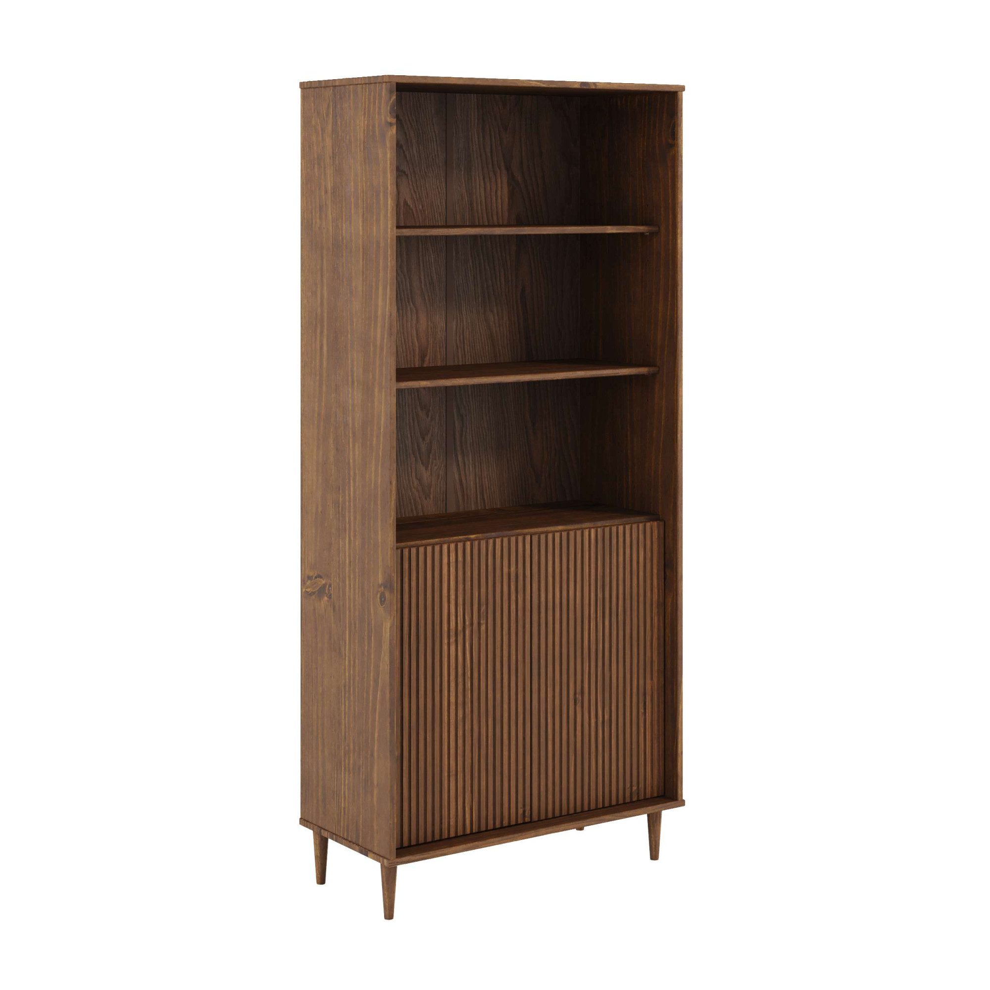 OTTO home Bücherregal Malmedy Front mit gefrästen Rillen, Bücherschrank aus massivem Kiefernholz, Push-to-open, FSC, B: 80 cm