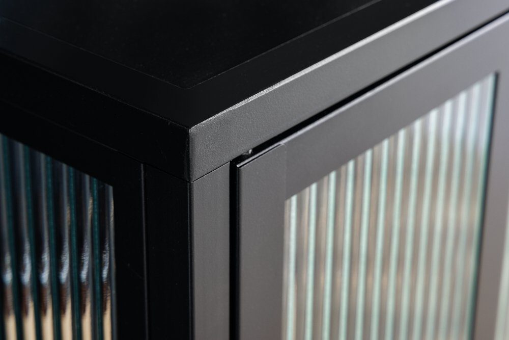 schwarz STEEL Industrial Wohnzimmer DURA Schrank · Vitrine transparent · 1-St) Design Glas (Einzelartikel, Metall 80cm / riess-ambiente · ·