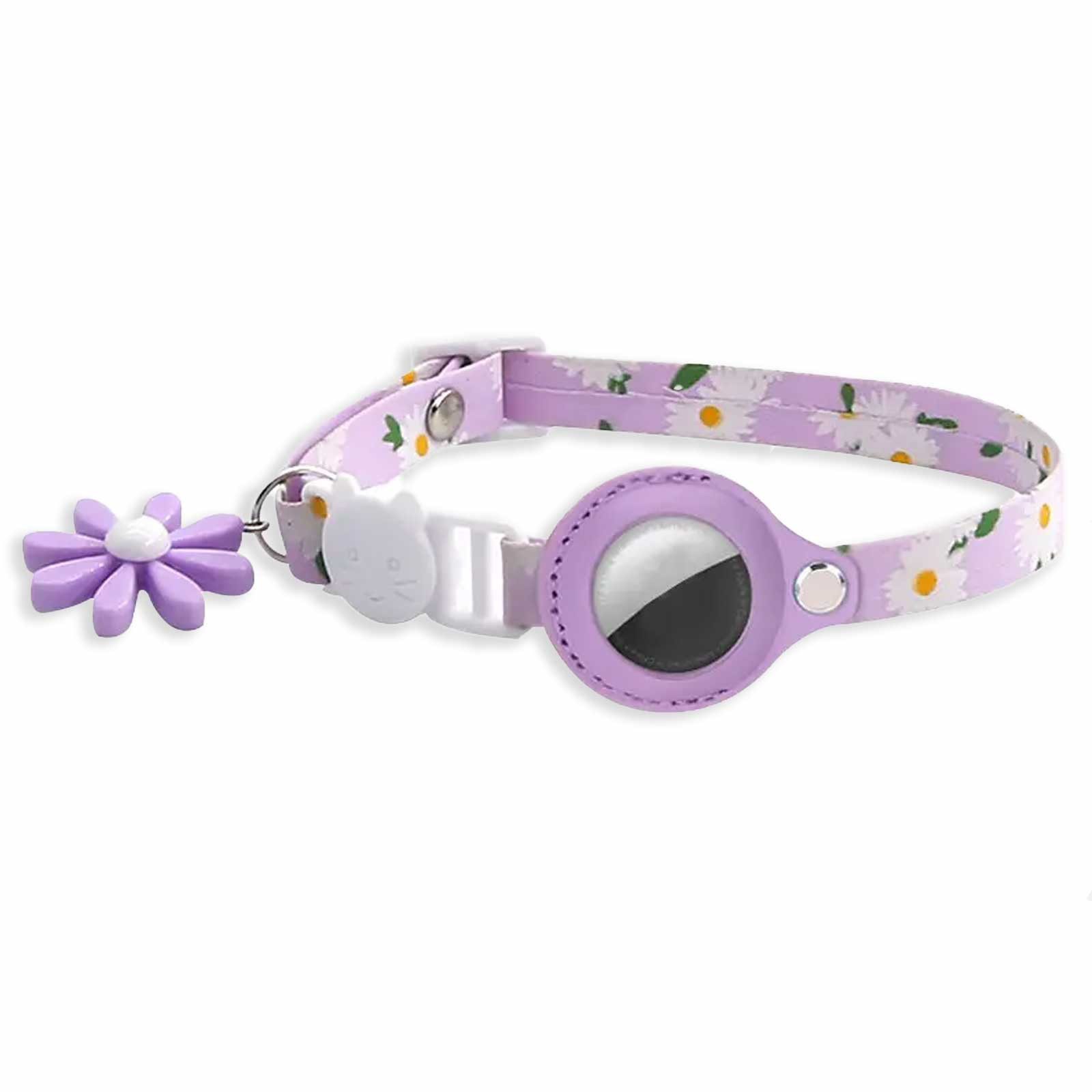 Monkimau Hunde-Halsband Katzenhalsband mit AirTag Halter Sicherheitsverschluss lila