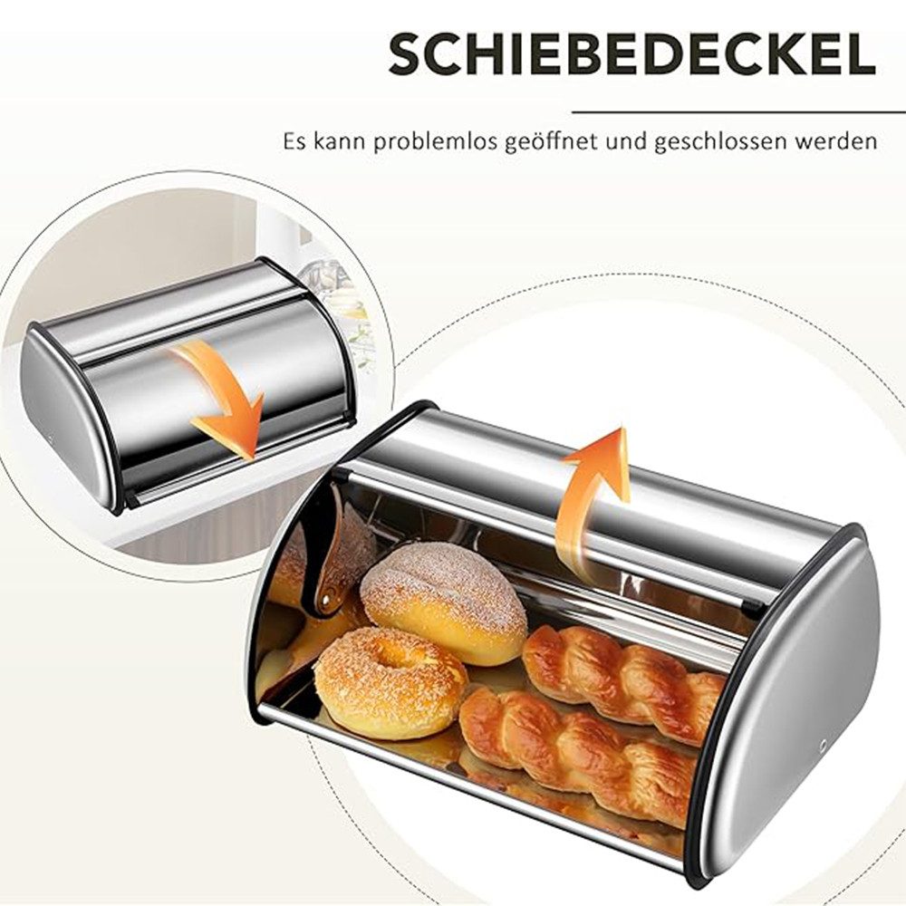 Ribelli Brotkasten Brotkasten 45x 28x 19,5 cm für Küche, Edelstahl