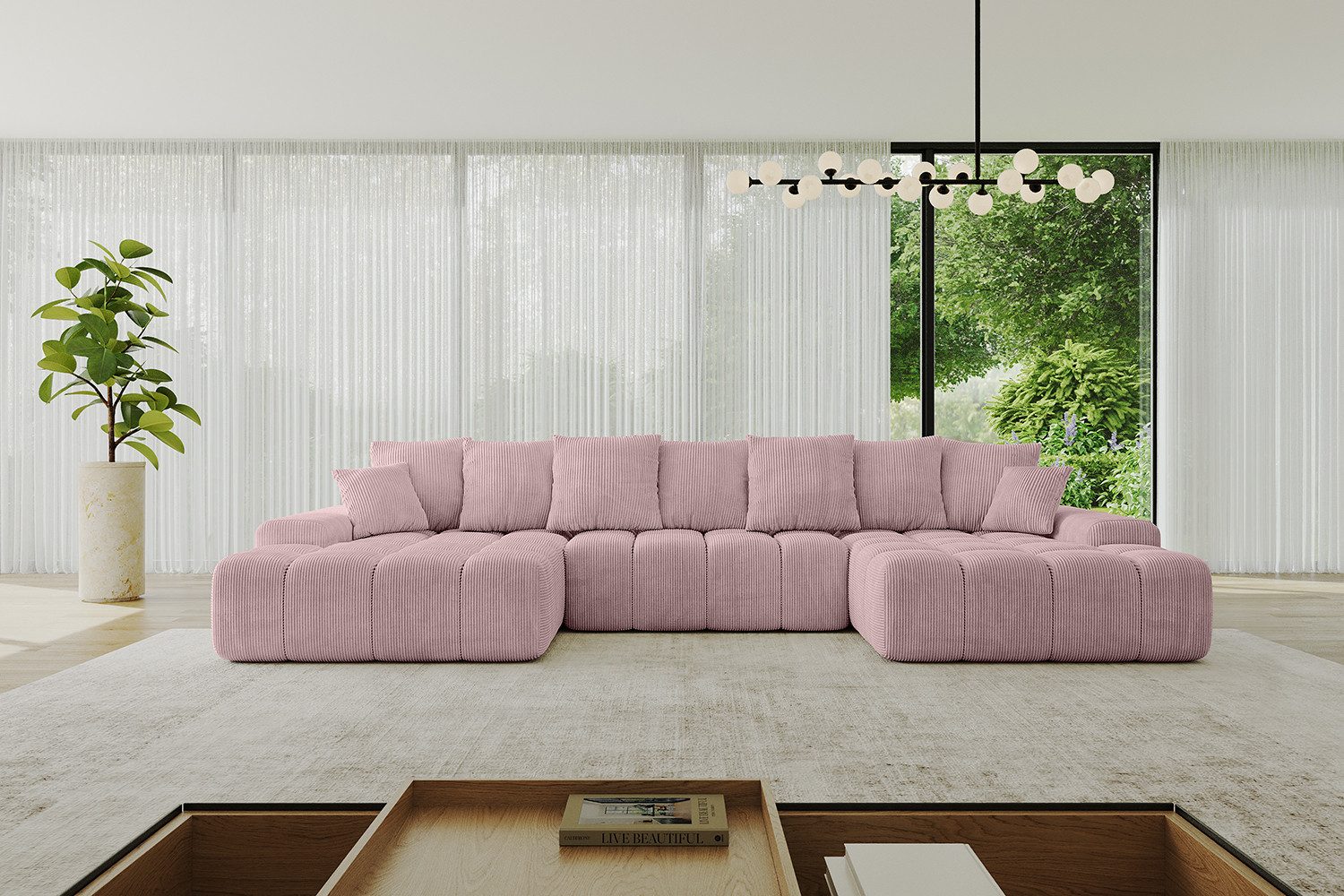 ALTDECOR Wohnlandschaft ENSI-U, Sofa Praktische Bequeme Funktionsecke Couch L-Form Eckcouch, Corner Sofa L-Form Vielseitige Sofa Wohnlandschaft Wohnzimmer