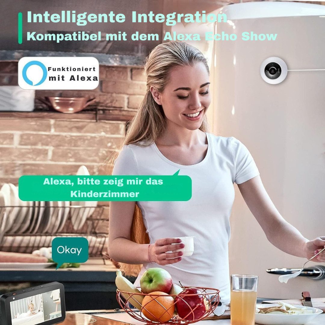 Winees Video-Babyphone, 2K HD Auflösung, Babymonitor, 1-tlg., App 24x7 Überwachung, Bewegungserkennung, Zwei-Wege-Audio, Flexible Installation, sicher, einfach – mit Alexa