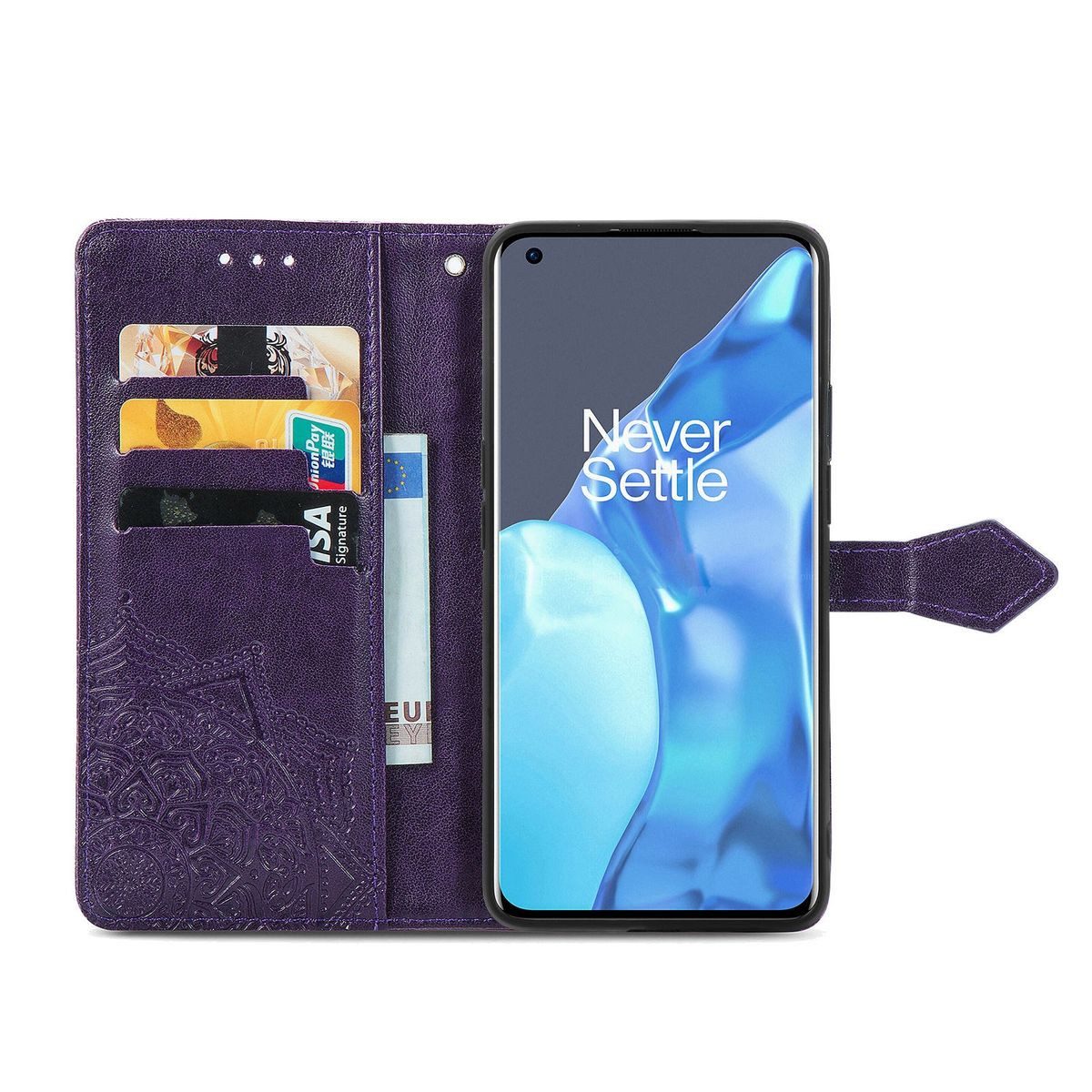 König Design Handyhülle OnePlus 9 Pro, Schutzhülle Schutztasche Case Cover Etuis Wallet Klapptasche Bookstyle