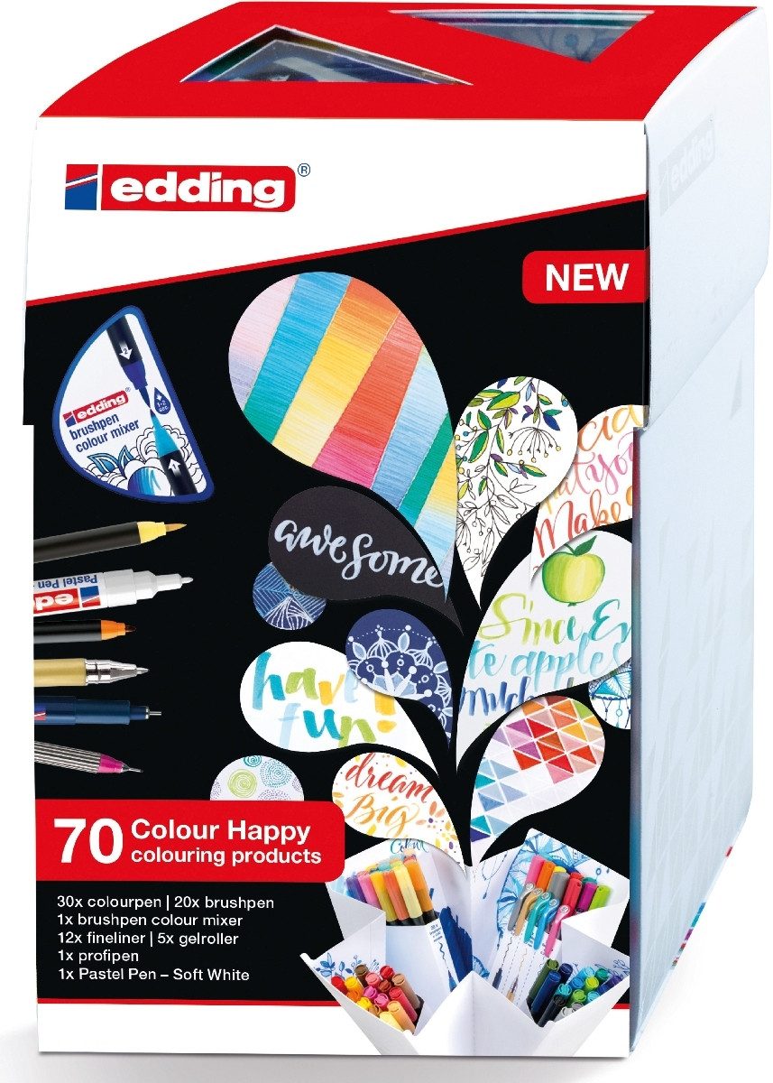 edding Filzstift Fasermaler Colour Happy Set VE=69 Stifte + 1 Farbmixer