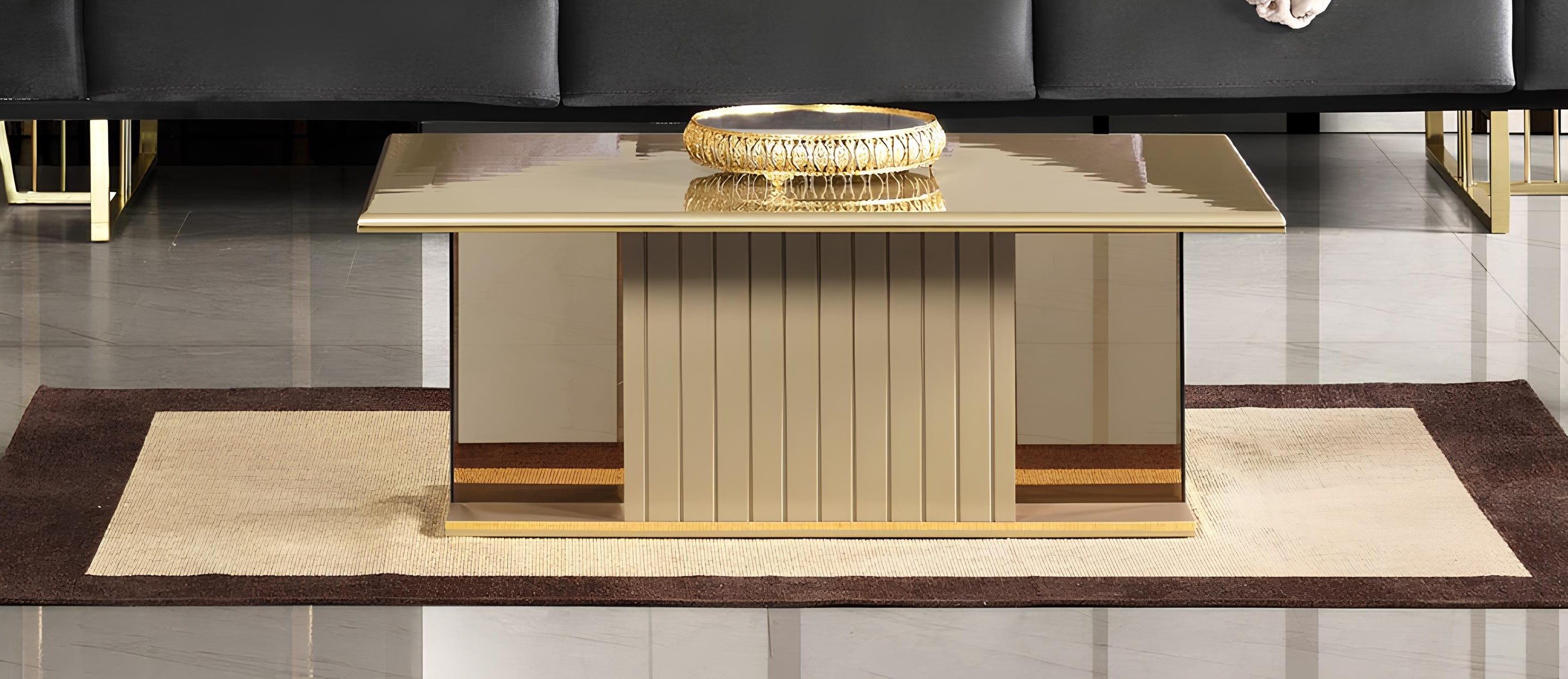 Xlmoebel Couchtisch XLMOEBEL Kaffeetisch aus Holz in elegantem Golddesign (Kaffeetisch), Made in Europa