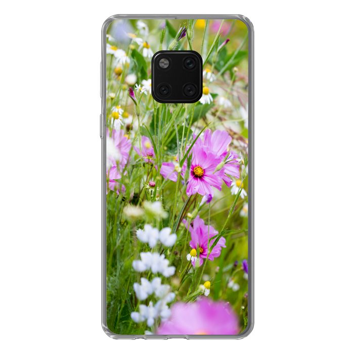 MuchoWow Handyhülle Blumen - Natur - Grün - Gras - Lila - Weiß Handyhülle Huawei Mate 20 Pro Handy Case Silikon Bumper Case