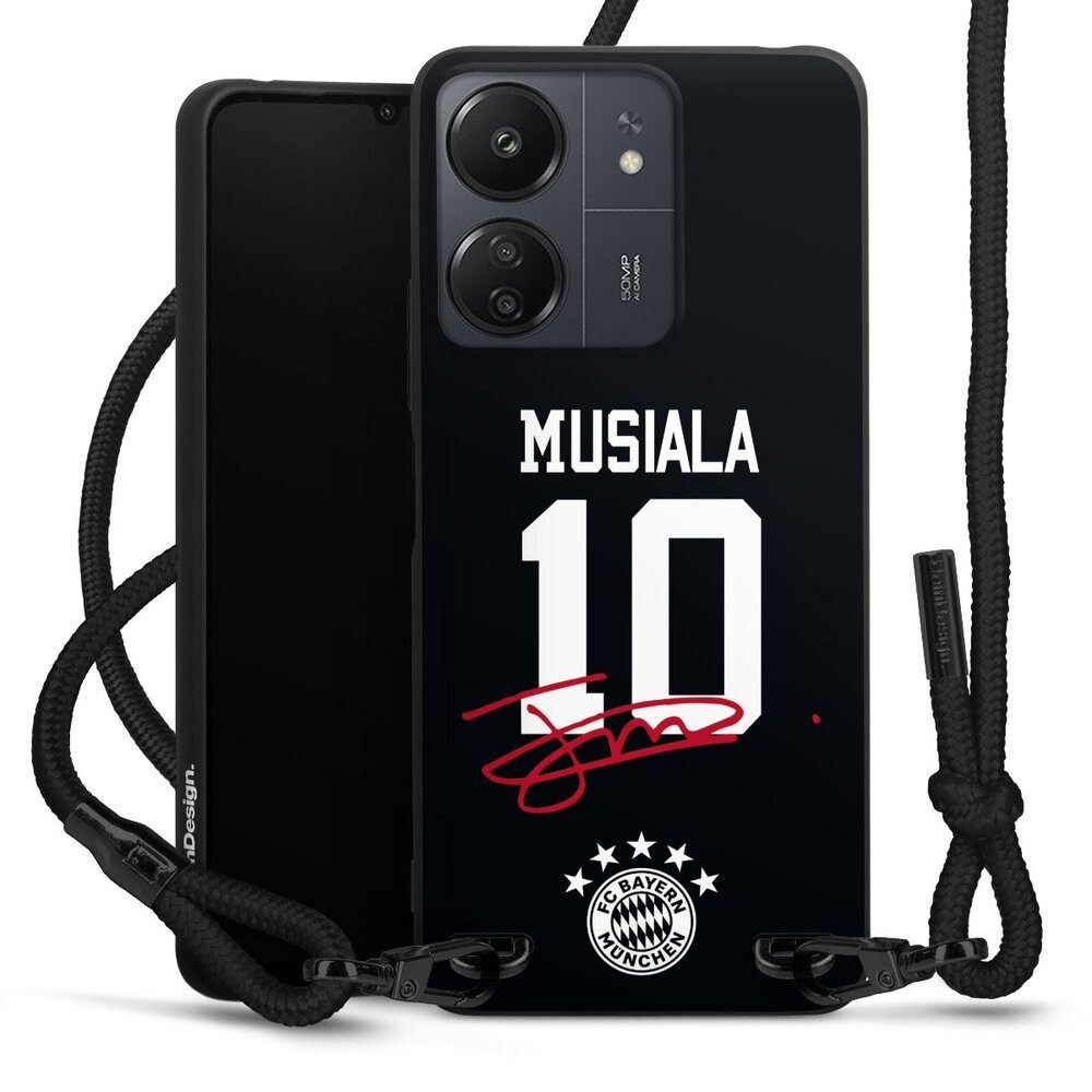 DeinDesign Handyhülle FC Bayern München Jamal Musiala FCB Musiala 10, Xiaomi Redmi 13C 4G Premium Handykette Hülle mit Band Cover mit Kette