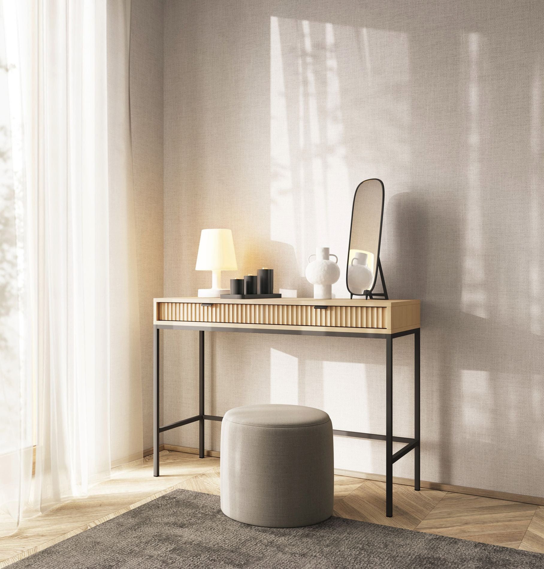 Selsey Schminktisch VELVETO, Wandhängender Schminktisch mit 2 Schubladen, 110 cm breit
