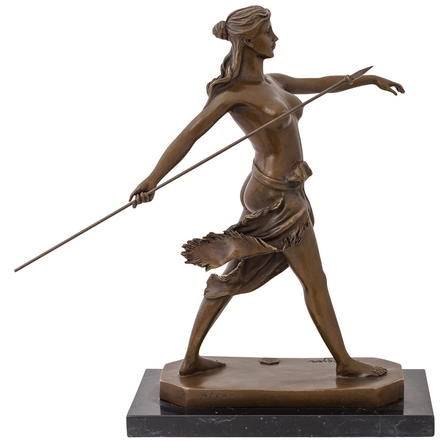 Aubaho Skulptur Bronzeskulptur Skulptur Amazone Göttin Diana Bronze Figur Statue Antik | Skulpturen