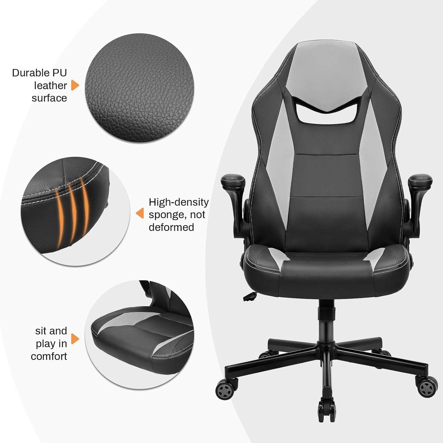 großer ergonomischem Design Chair, mit Gaming Stuhl Sitzfläche hochklappbarer BASETBL