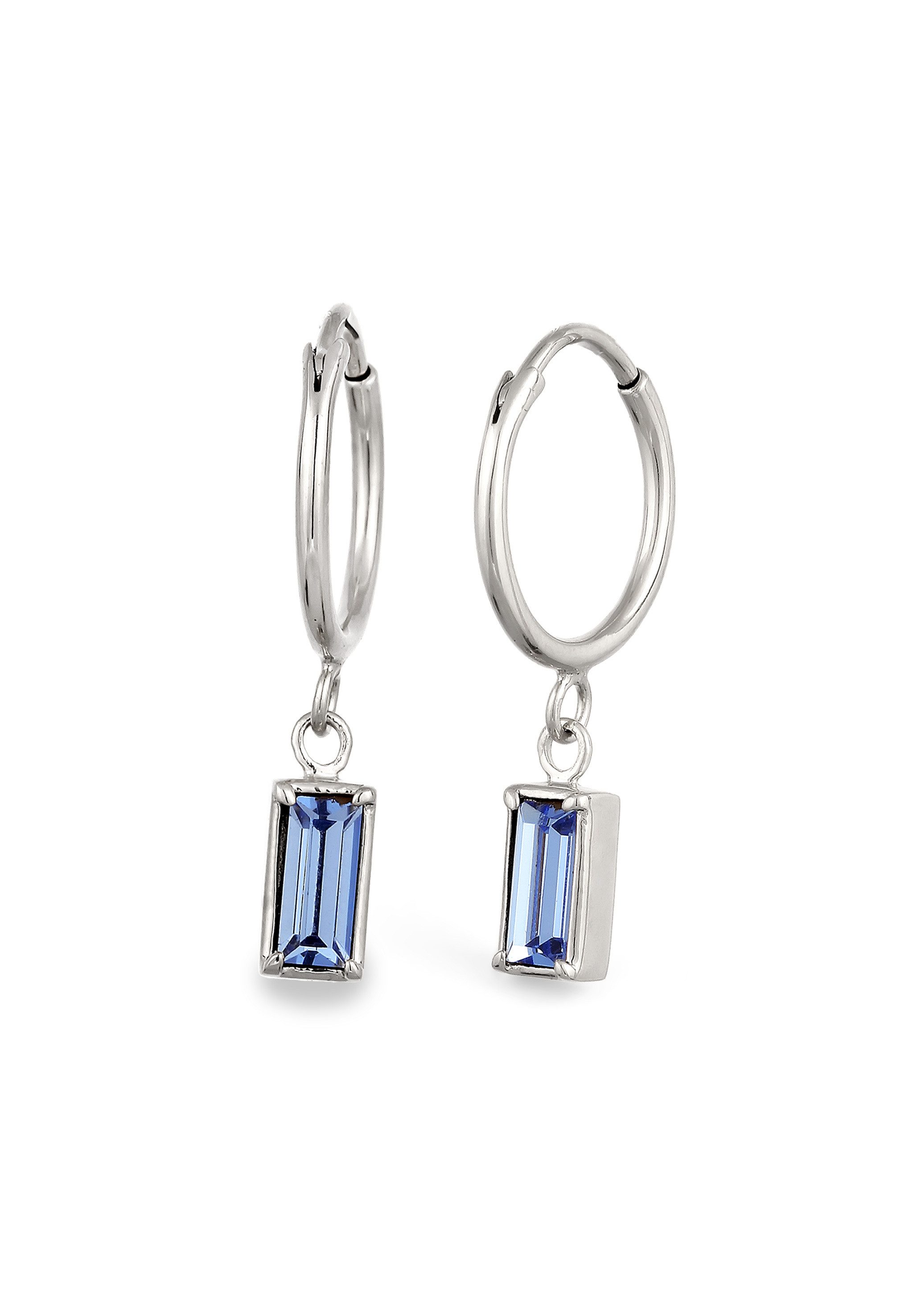 Elli Paar Creolen Creolen Blau 925 Sterling Silber, mit Kristallen von Swarovski®