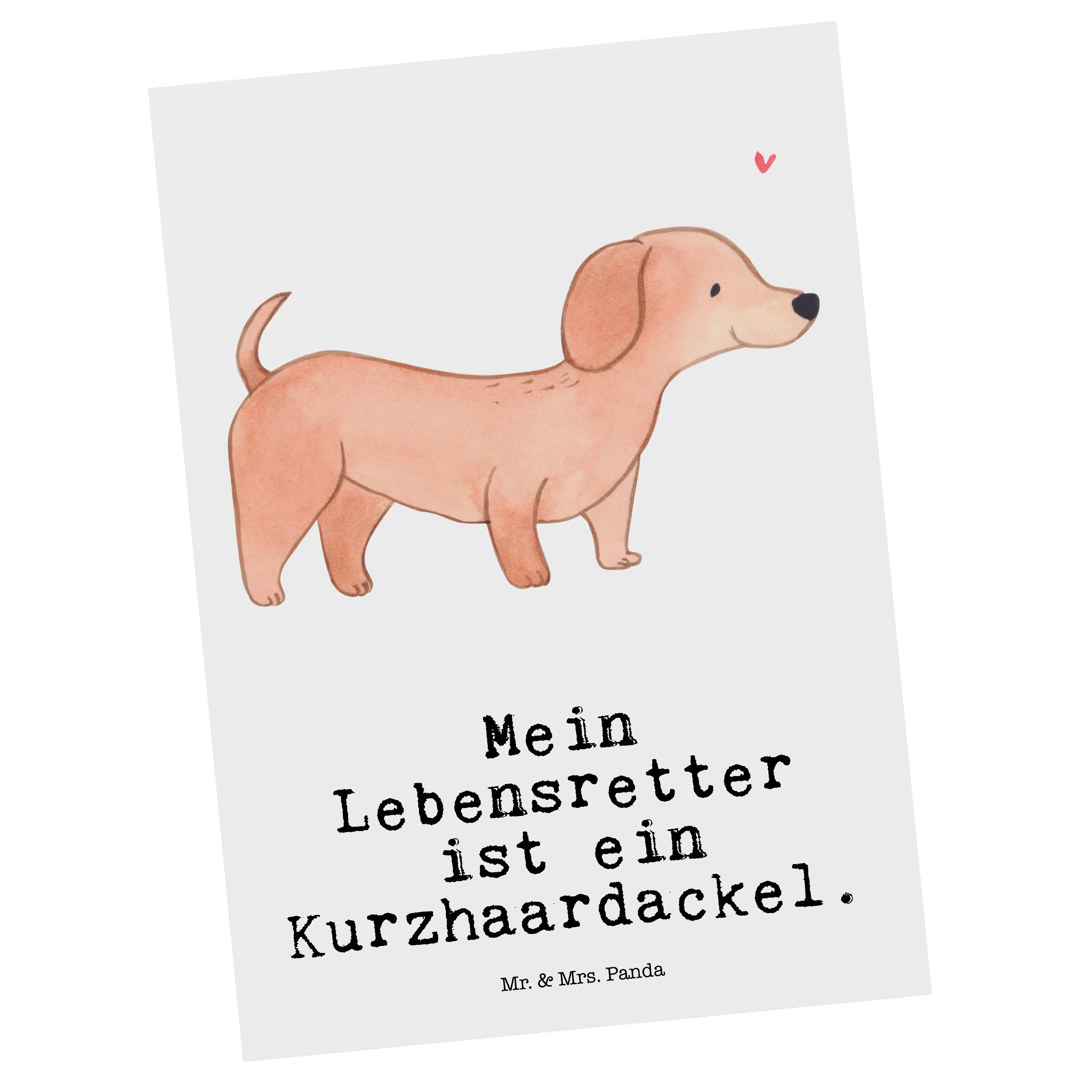 Mr. & Mrs. Panda Postkarte Dackel Kurzhaardackel Lebensretter - Weiß - Geschenk, Geburtstagskart