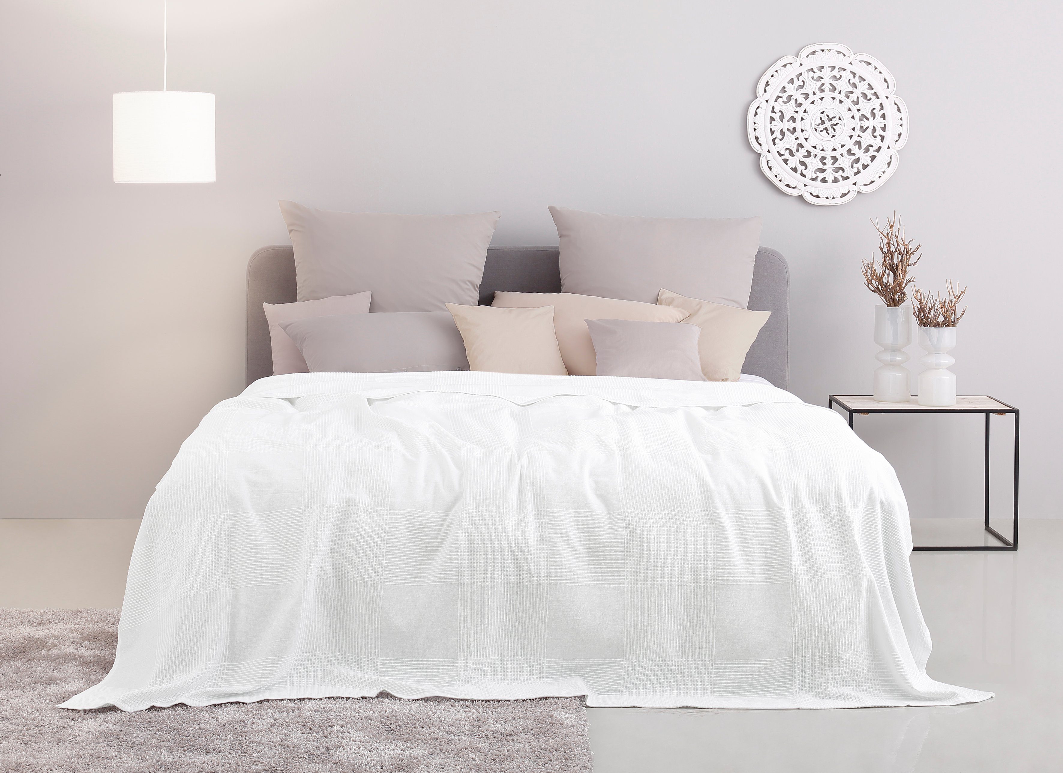 OTTO home Tagesdecke Mira, leichte Tagesdecke aus 100% Baumwolle, uni Überwurf, ohne Füllung