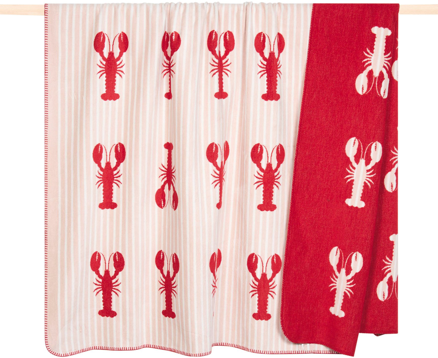 Wohndecke LOBBY, PAD, Made in Europe, Wendefunktion, gestreift, Motiv Hummer, 150x200 cm