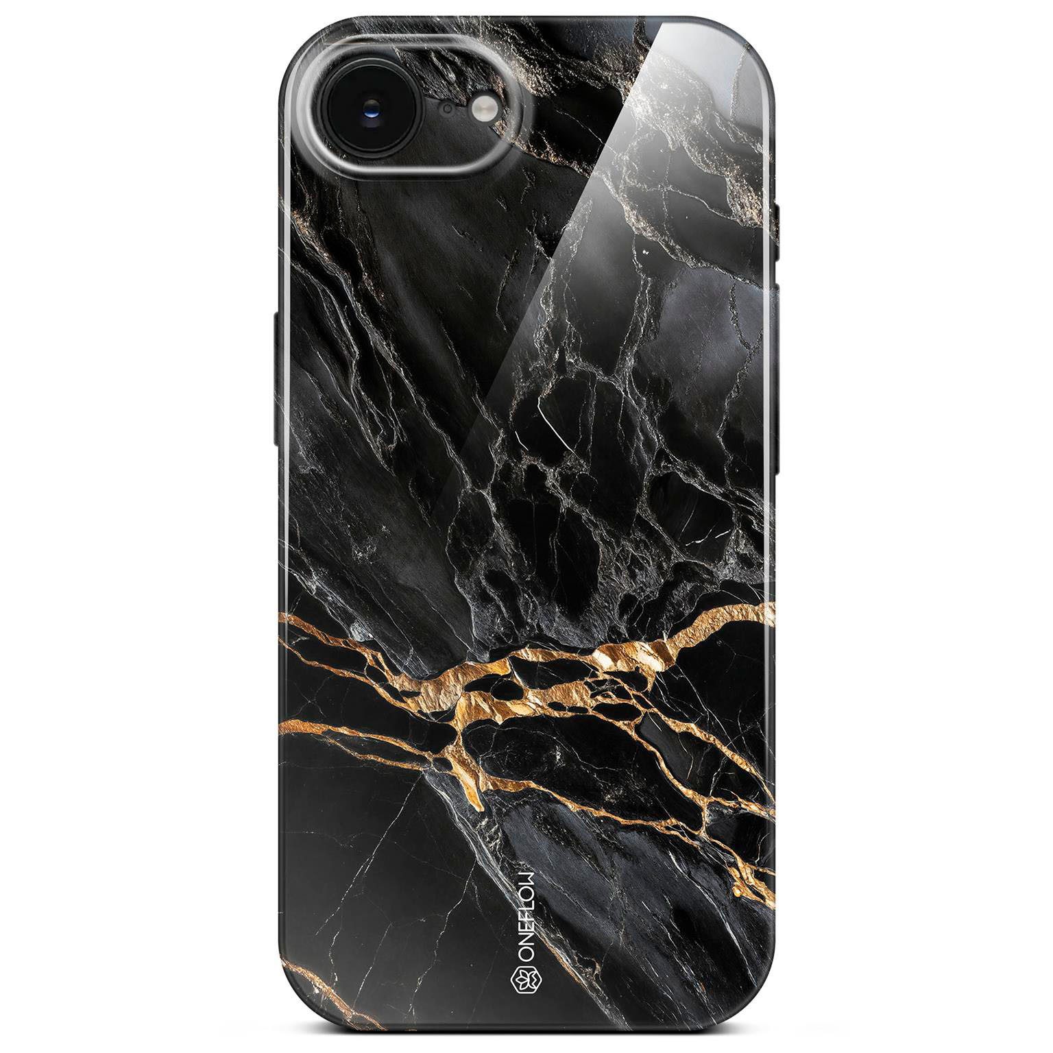 ONEFLOW Handyhülle für iPhone 16e Hülle Marmor Bliss Cover Gold Black, Handy Schutz Backcover Handytasche Case Schutzhülle mit Kameraschutz