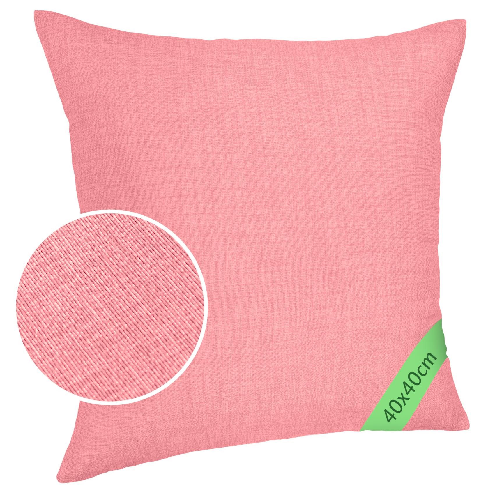 ANRO Dekokissen MrJack Kissenbezug Leinenoptik Deko Kissen Uni, Sofakissen 40x40cm ohne Füllung Pink