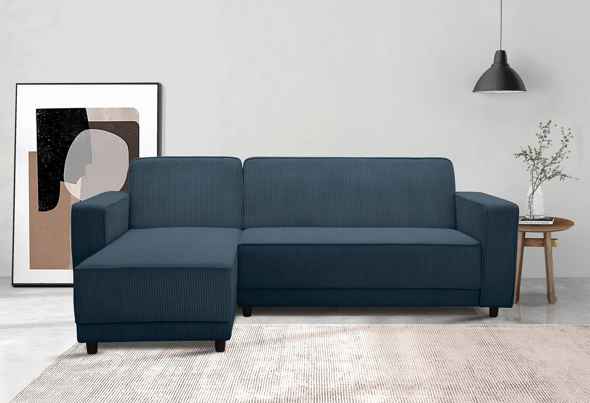 Dorel Home Ecksofa Allie Schlafsofa 230 cm mit Relaxfunktion in der Rückenlehne, Schlaffunktion (108/194,5cm), trendiger Cord o. pflegeleichter Velours