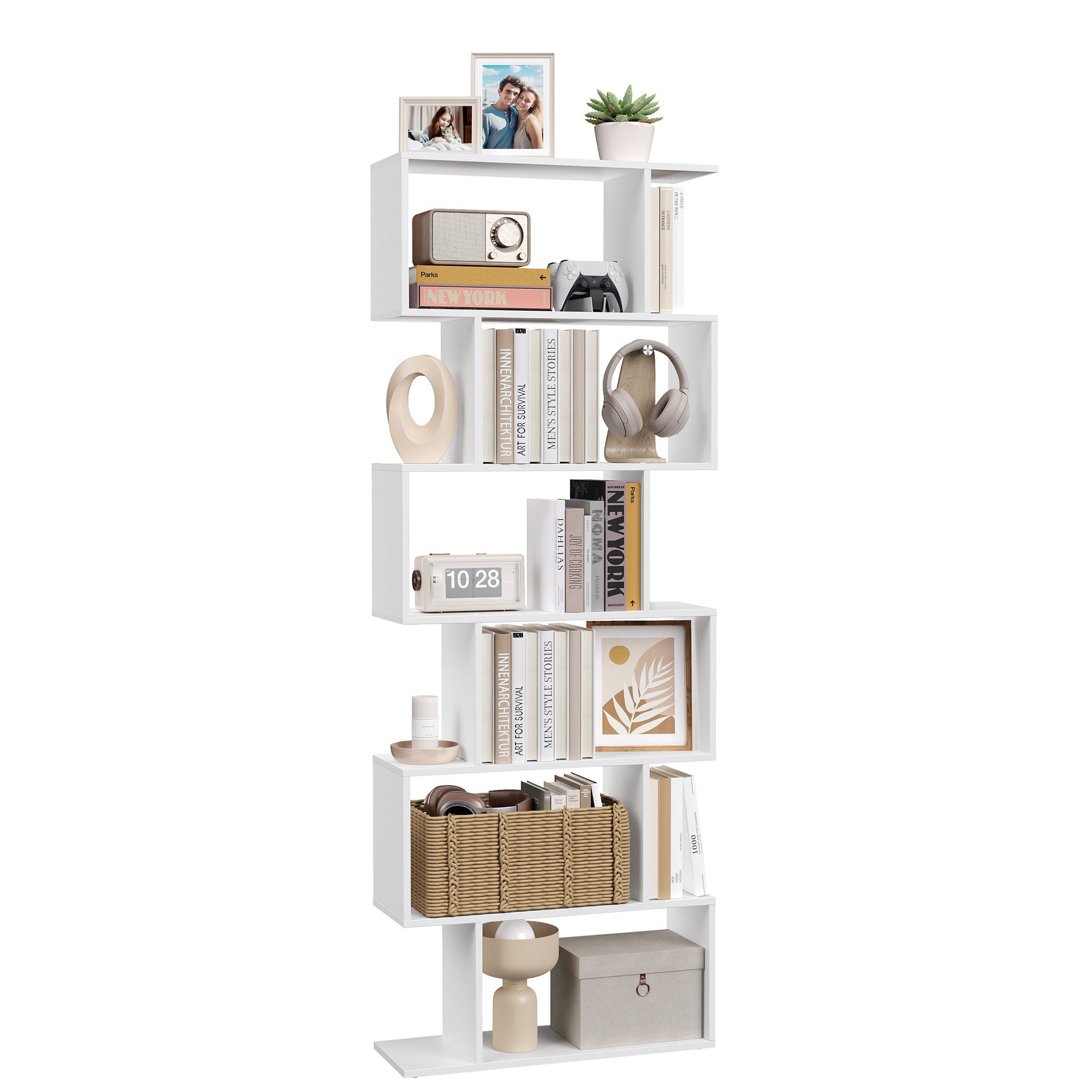 VASAGLE Bücherregal, 1-tlg., Standregal, Büroregal, 6 Fächer, Holzwerkstoff, 70x190,5x24cm (BxHxT)
