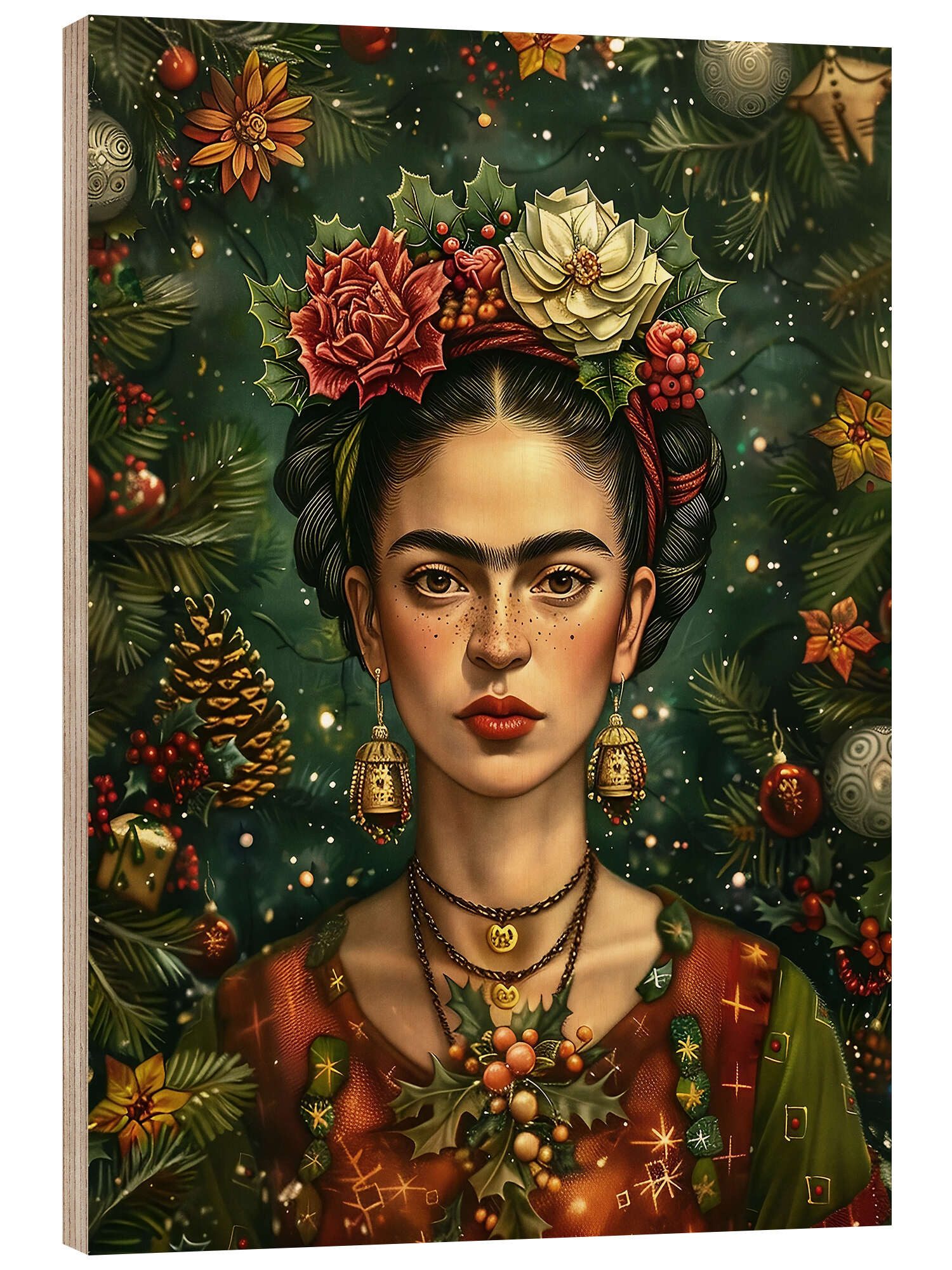 Posterlounge Wandbild Christmas Frida Kahlo, Olga Telnova, erhältlich als Poster, Leinwandbild, Wandsticker oder Acrylglasbild