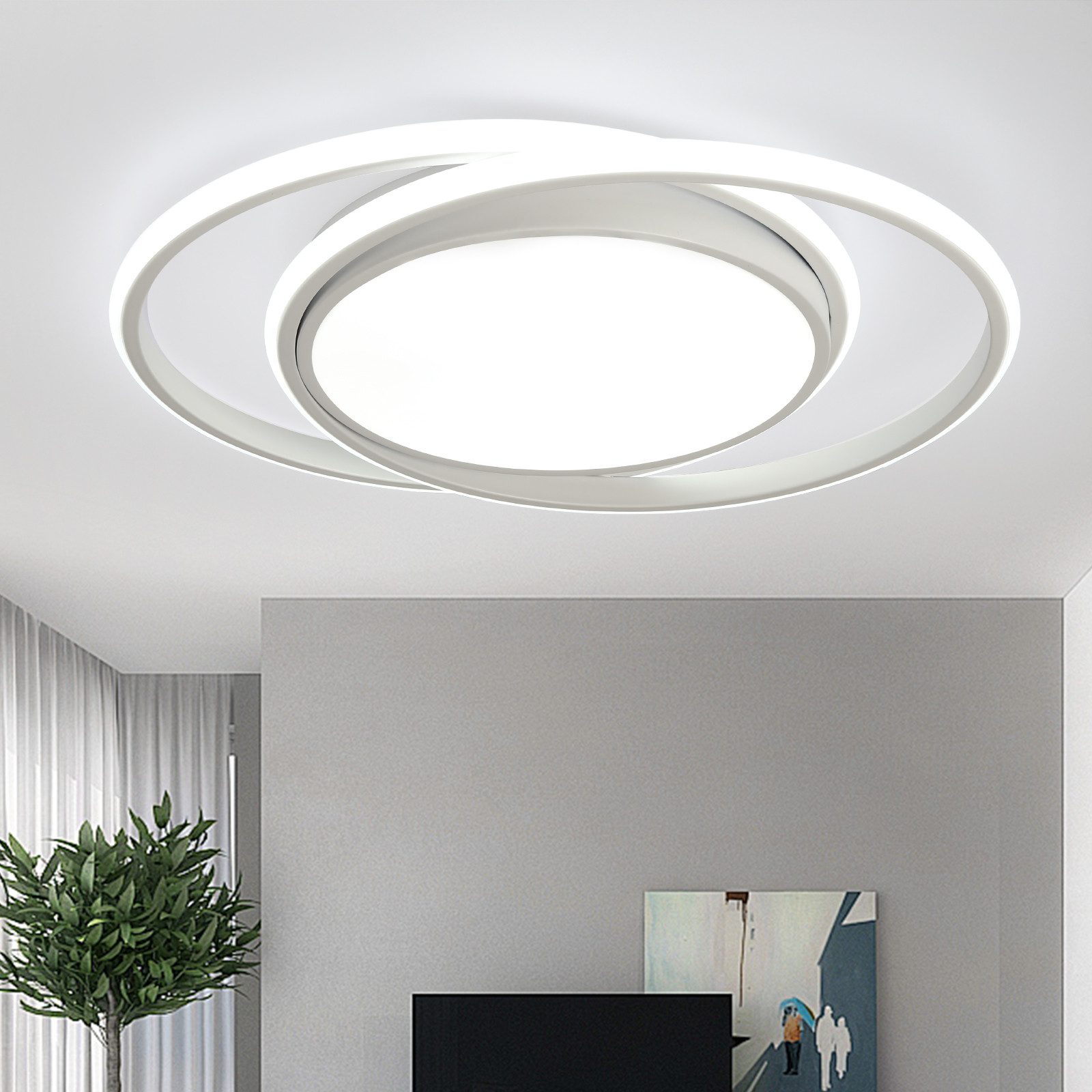 JDONG LED Deckenleuchte Schwarz/Weiß 30/32cm Deckenlampe 4000K 2000LM Neutralweiß Lampe, LED fest integriert, Tageslichtweiß, für Küche Balkon Flur Schlafzimmer Keller Ø30CM/32CM