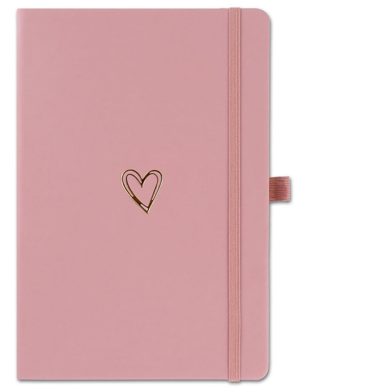 LuxusKollektion Tagebuch A5 Liniert Tagebuch Dunkelrosa Herzmuster Hardcover