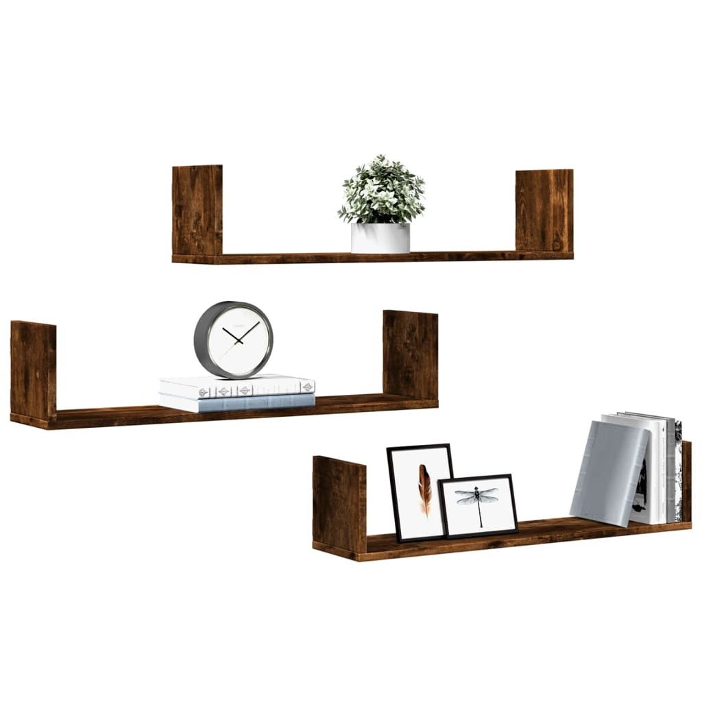 vidaXL Regal Wandregale 3 Stk. Räuchereiche 80x18x18 cm Holzwerkstoff, 1-tl günstig online kaufen