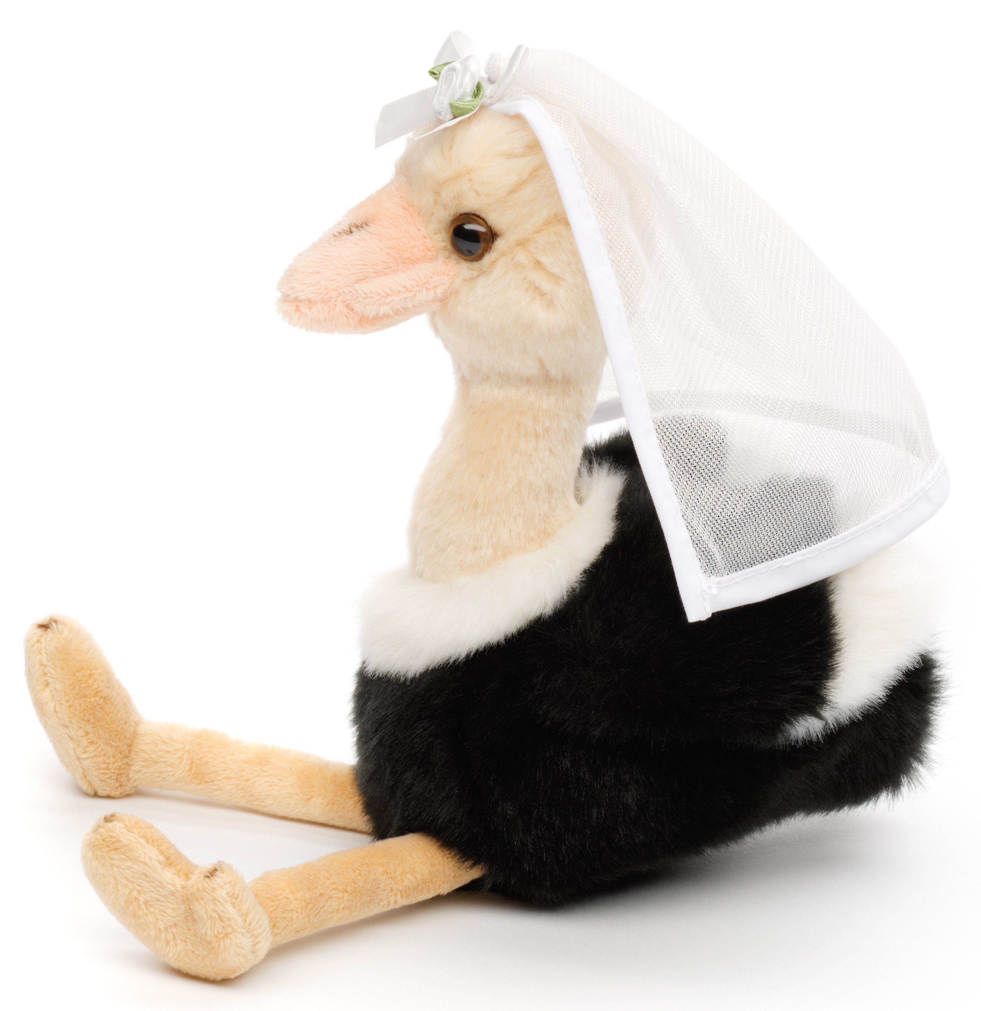 Uni-Toys Kuscheltier Strauß mit Braut-Schleier - 28 cm (Höhe) - Brautstrauß - Plüschtier, zu 100 % recyceltes Füllmaterial