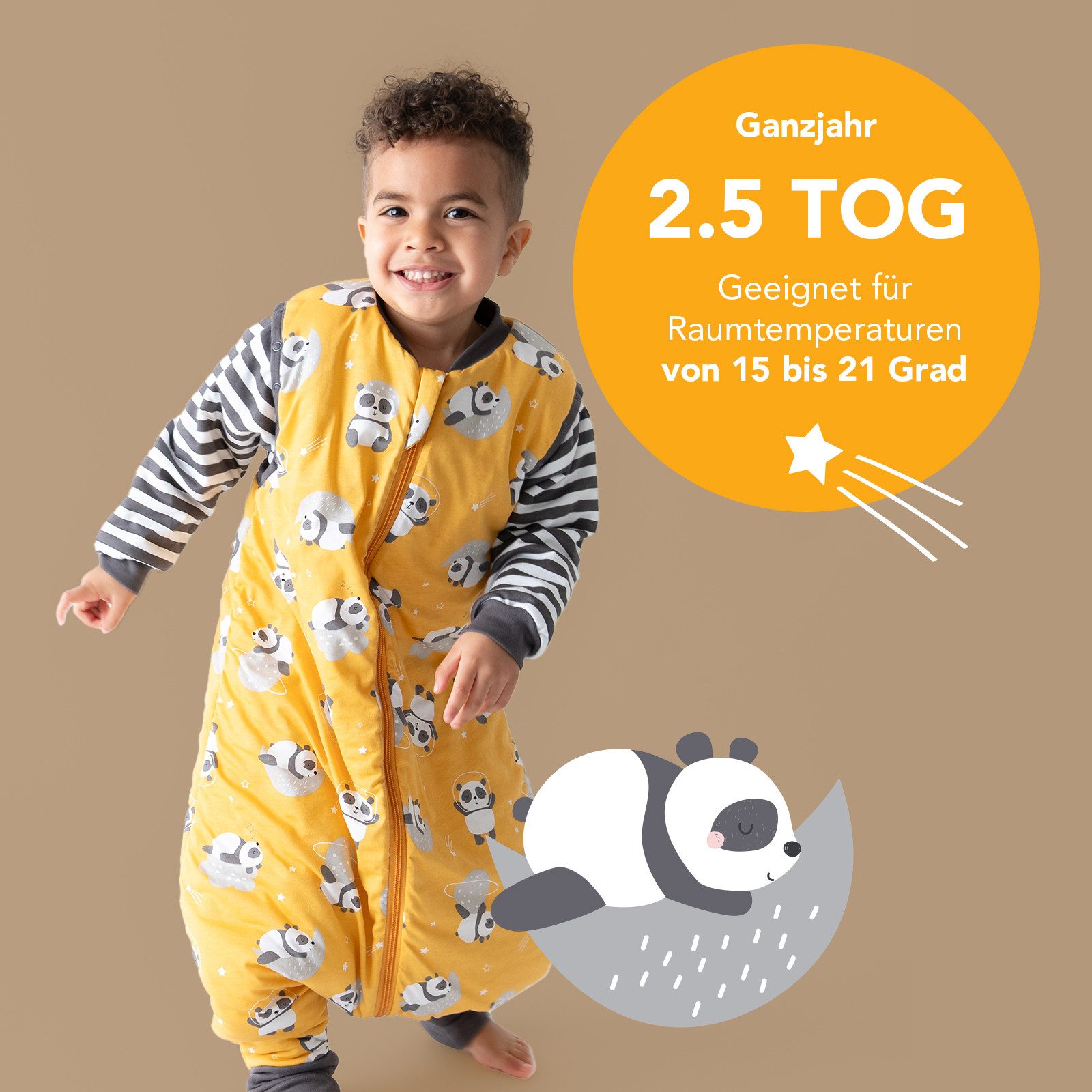 Schlummersack Kinderschlafsack Schlafsack mit Füßen und umklappbaren Bündchen, 2.5 Tog – Bild 5 von 5