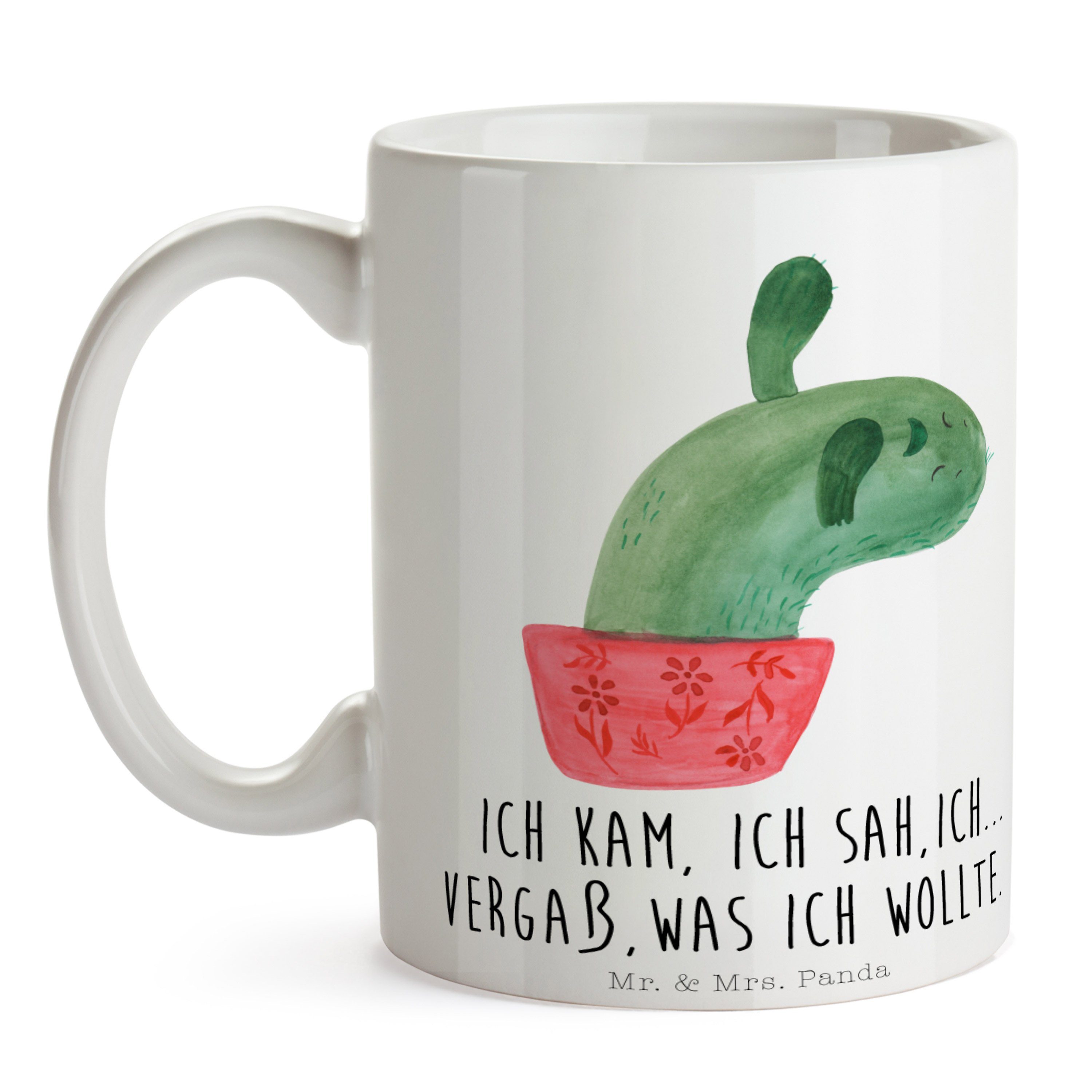 Tasse Kaktus Mrs. Weiß - Panda Porzellantasse, Geschenk, & Keramiktas, Kakteen, Mr. Mamamia - Keramik