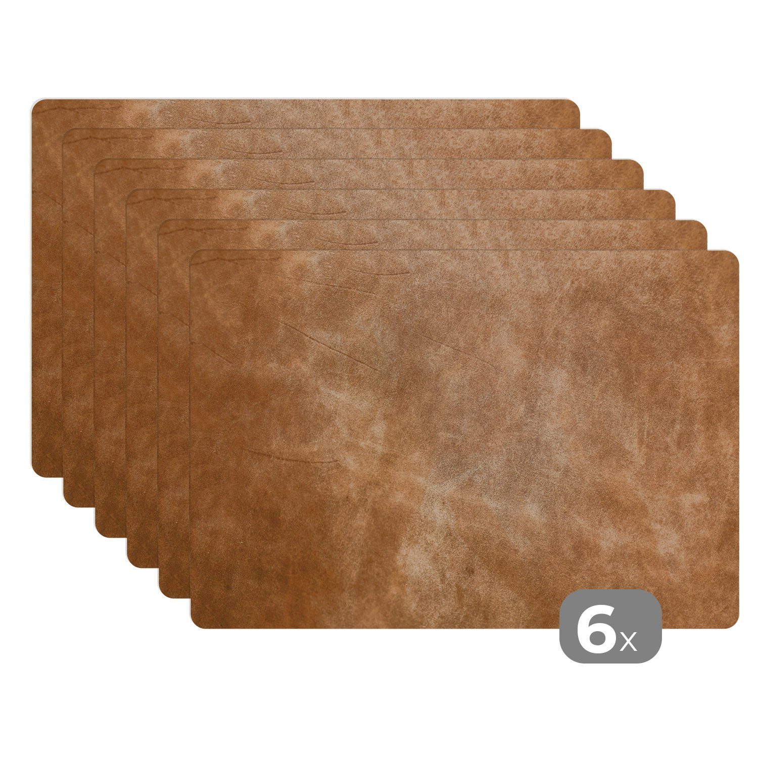 MuchoWow Platzset Leder - Druck - Lederoptik/print - Braun, (6-St), Platzse günstig online kaufen