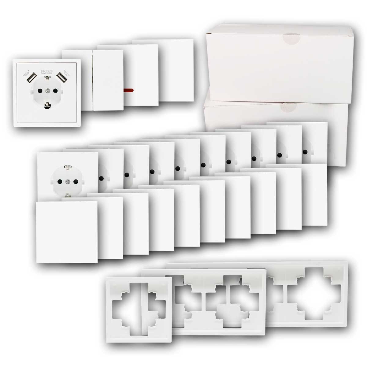 McPower Set "Einfamilienhaus" SHALLOW weiß, 95-teilig Unterputzschalter