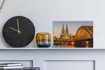 OneMillionCanvasses® Leinwandbild Köln - Brücke - Kuppel, (1 St), Wandbild Leinwandbilder, Aufhängefertig, Wanddeko, 30x20 cm