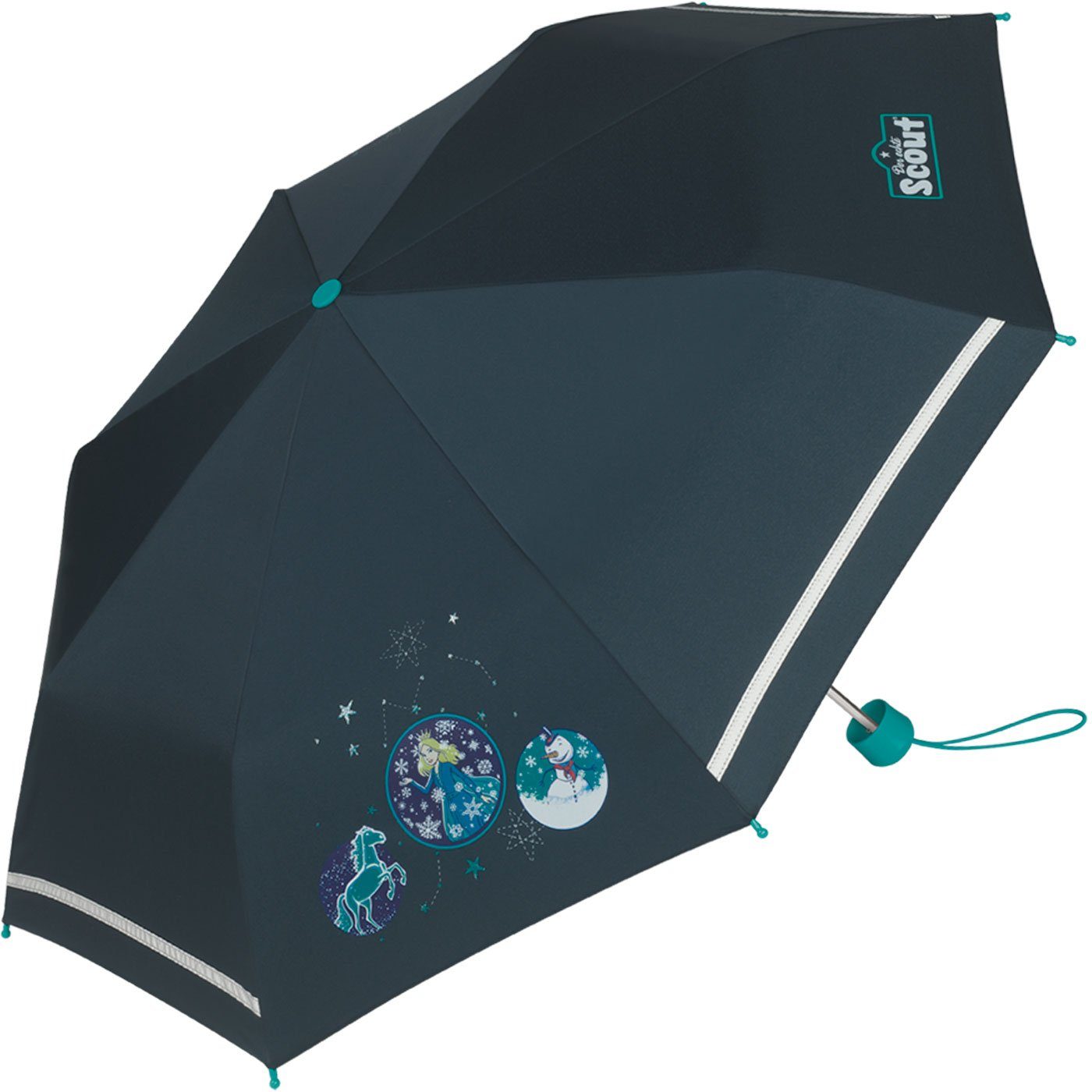 Scout Taschenregenschirm Mini Kinderschirm leicht für bedruckt, reflektierend Kinder extra gemacht