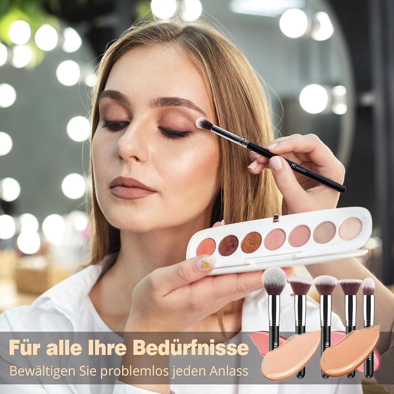 BEAKEY Kosmetikpinsel-Set Professionelles Foundation Make up Premium-Set, Puderpinsel Lidschatten Blush Schminkpinsel Set Beauty Schwamm