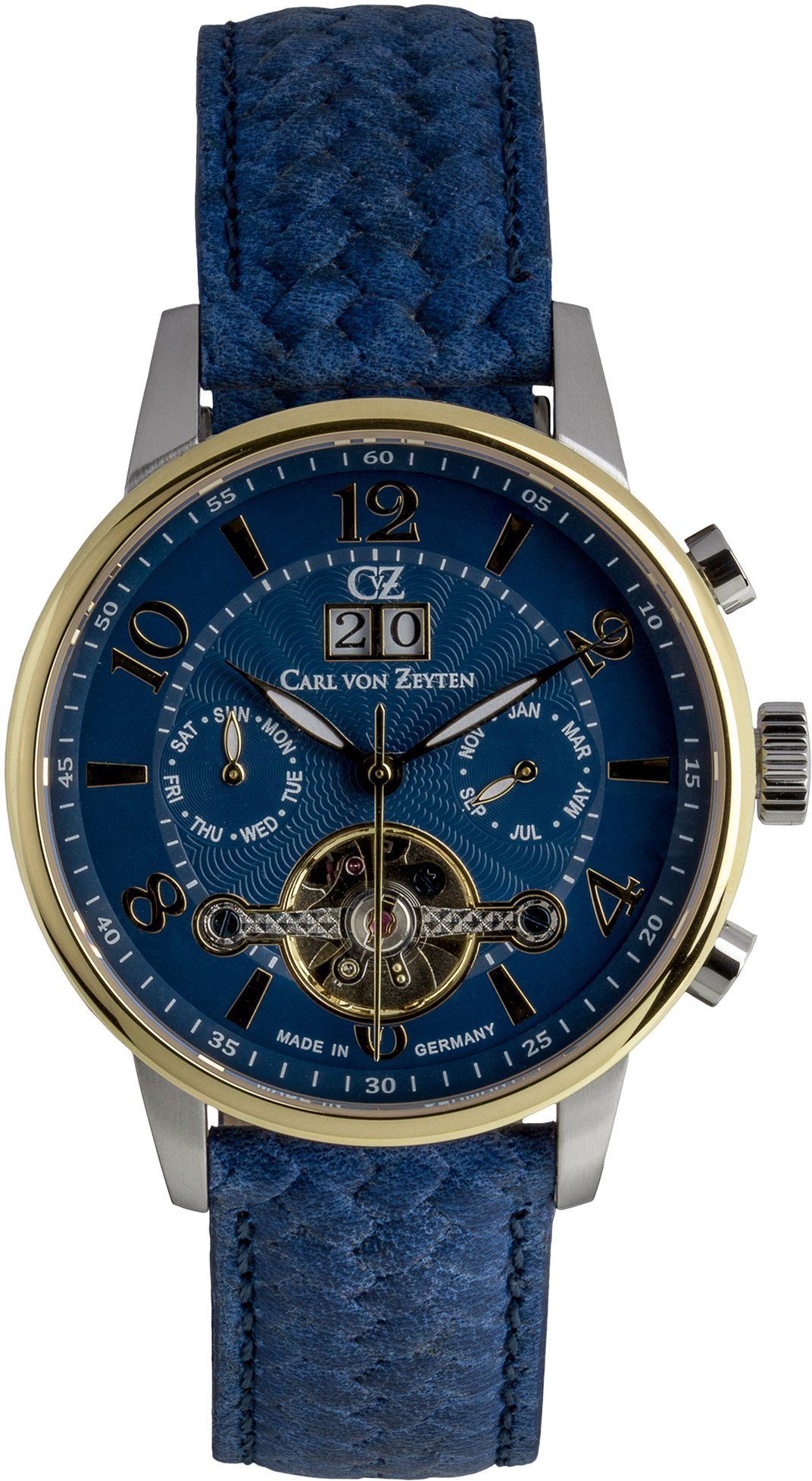 Carl von Zeyten Automatikuhr Bühl II, CVZ0074GBLS, Armbanduhr, Herrenuhr, offene Unruh, Made in Germany, Mechanische Uhr