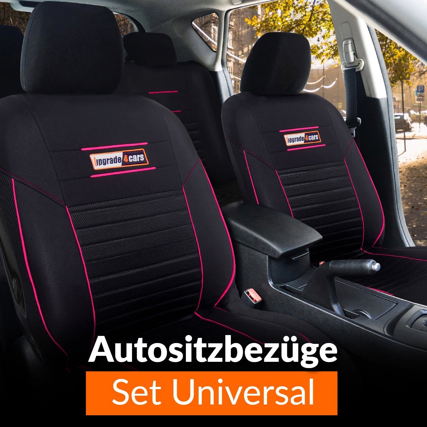 2 Autositzbezug Linien-Design Set, 5 SportsLine, 2 Stilvolles Vordersitzbezüge, Upgrade4cars Rücksitzbezüge und 9-teiliges Blau Kopfstützenbezüge,