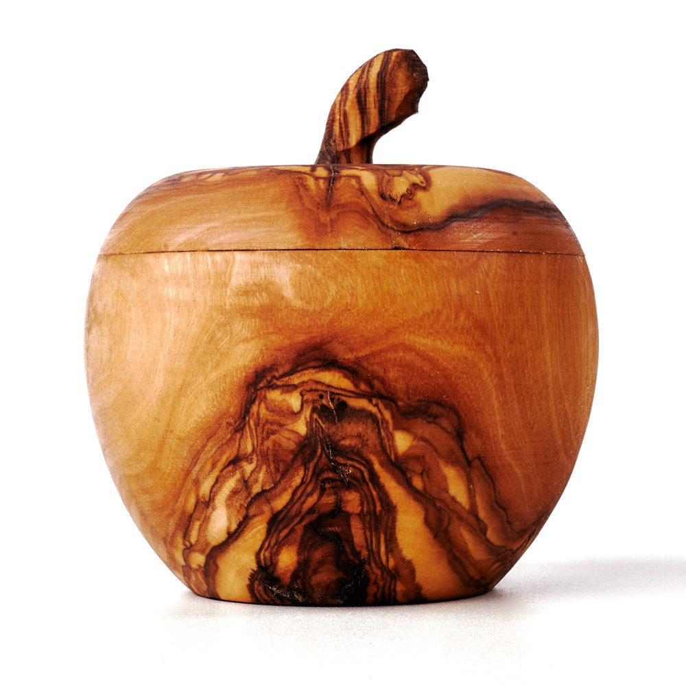 dasOlivenholzbrett Aufbewahrungsdose Dose in Apfelform aus Olivenholz günstig online kaufen