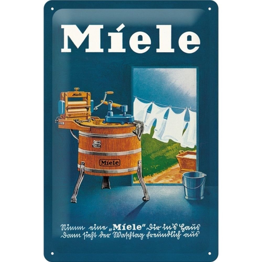 Nostalgic-Art Metallschild Blechschild 20 x 30cm - Traditionsmarken - Miele - Waschbottich