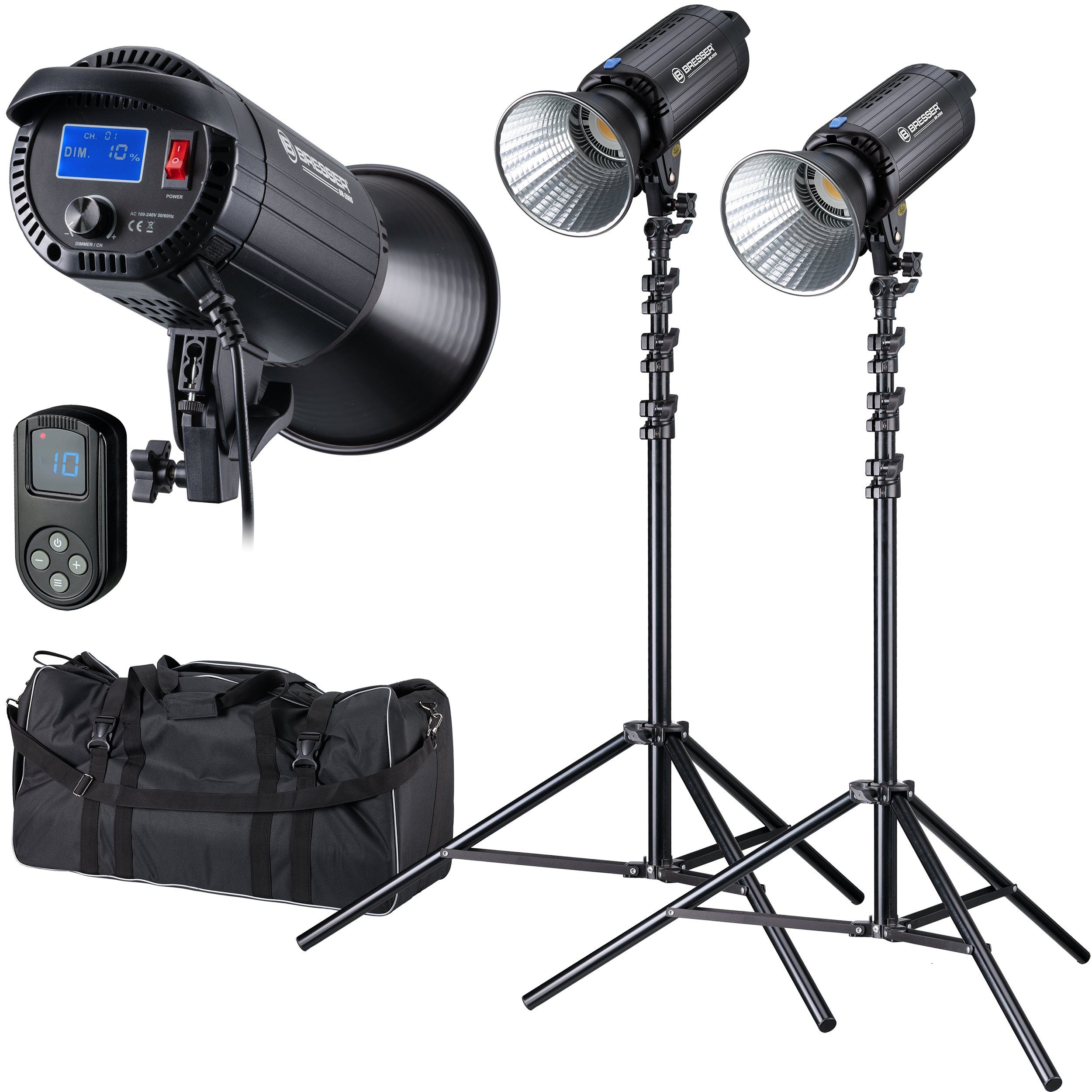 BRESSER Tageslichtlampe BRESSER BR-200S COB LED Tageslicht Dual Kit mit Reflektoren
