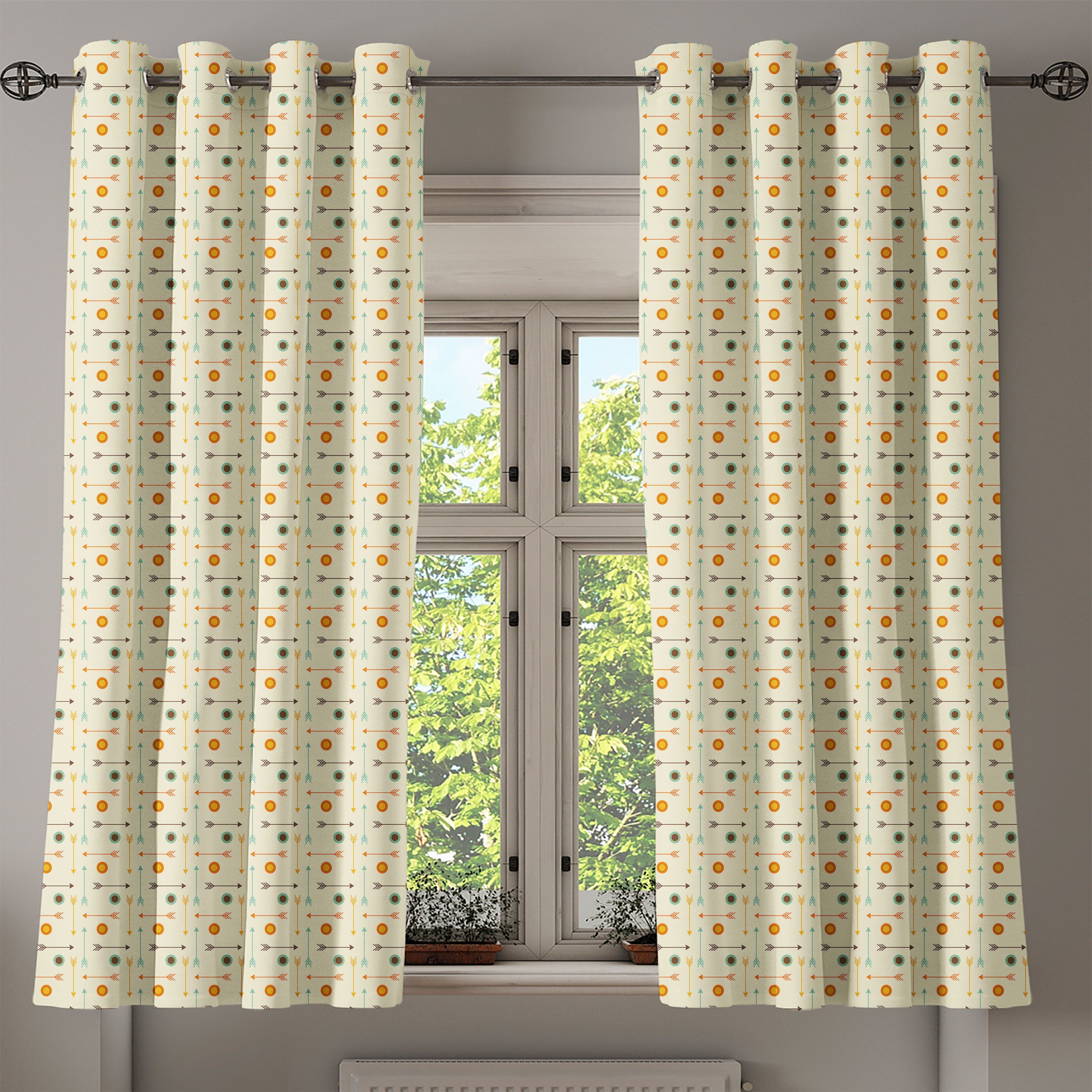 Wohnzimmer, Hipster Schlafzimmer Stammes Geometric 2-Panel-Fenstervorhänge Gardine Dekorative Abakuhaus, für