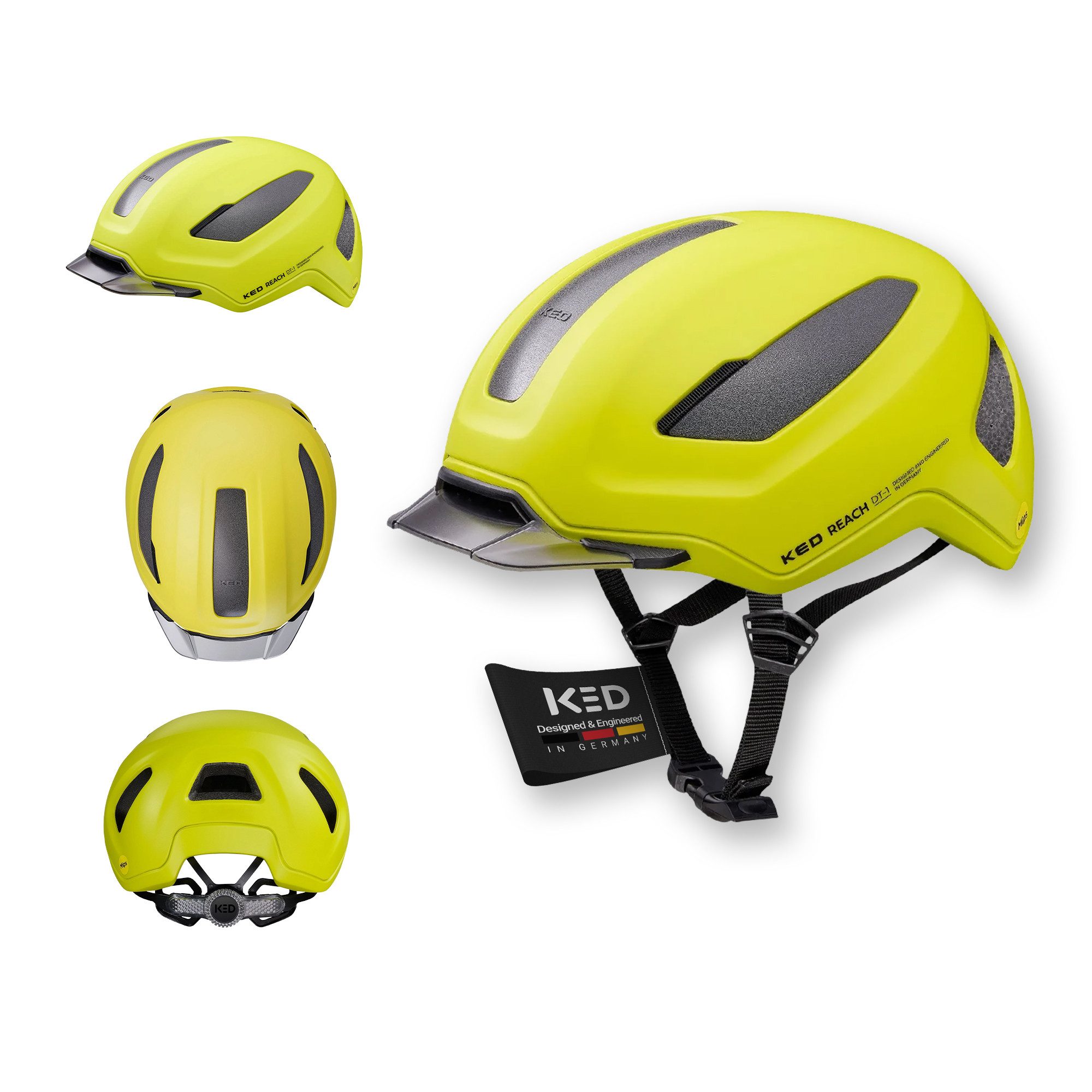 KED Fahrradhelm Reach DT1 Urban Cycling, K-Fit 3D Anpassung, Abnehmbares Visier
